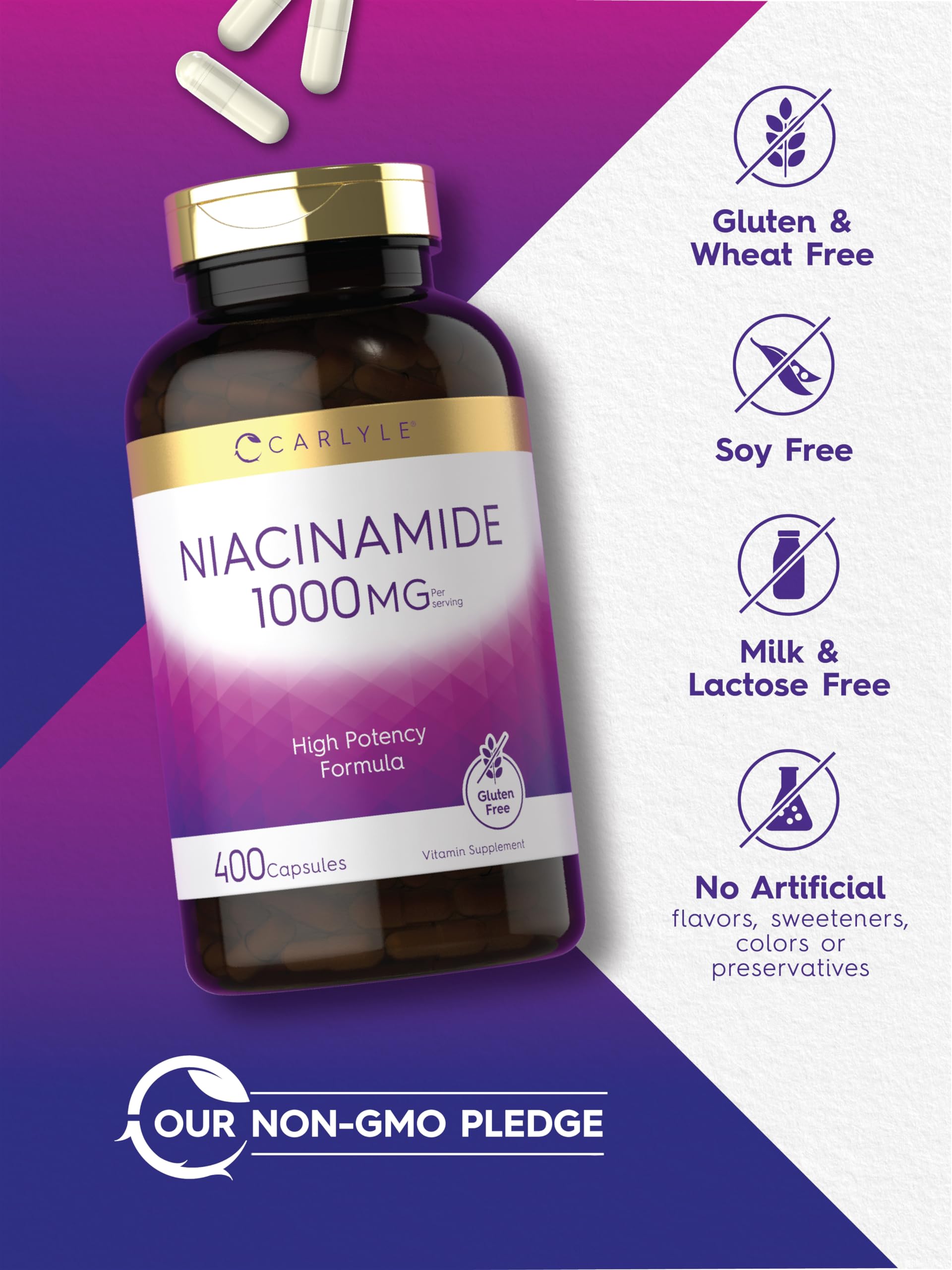 Foto 5 pulgar | Suplemento Carlyle Niacinamida 1000 Mg 400 Cápsulas - Venta Internacional