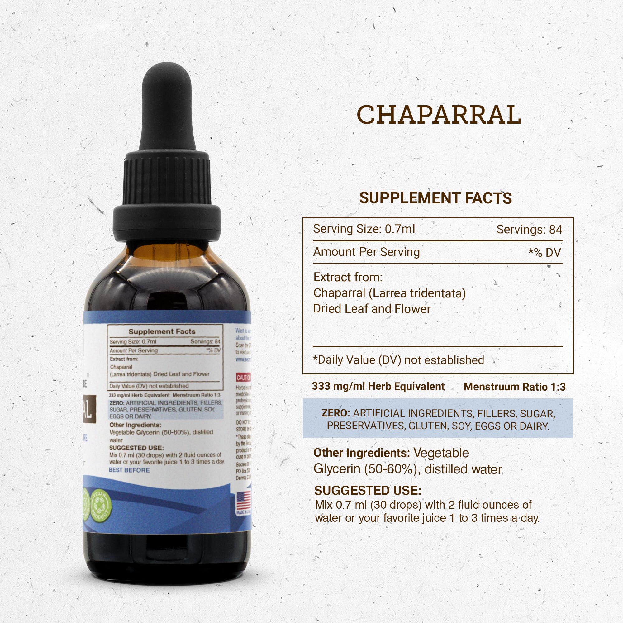 Foto 5 pulgar | Suplemento Secrets of the Tribe Extracto de Chaparral 60 ml-Venta Internacional