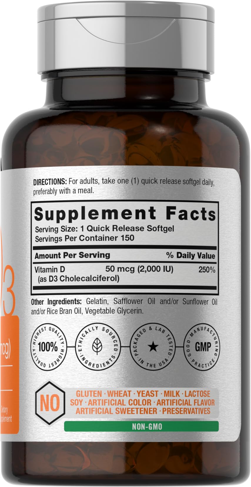 Foto 3 pulgar | Suplemento Horbaach con Vitamina D3 2000 Ui Cápsulas Blandas 150 Unidades - Venta Internacional