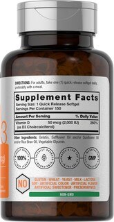 Foto 2 | Suplemento Horbaach con Vitamina D3 2000 Ui Cápsulas Blandas 150 Unidades - Venta Internacional