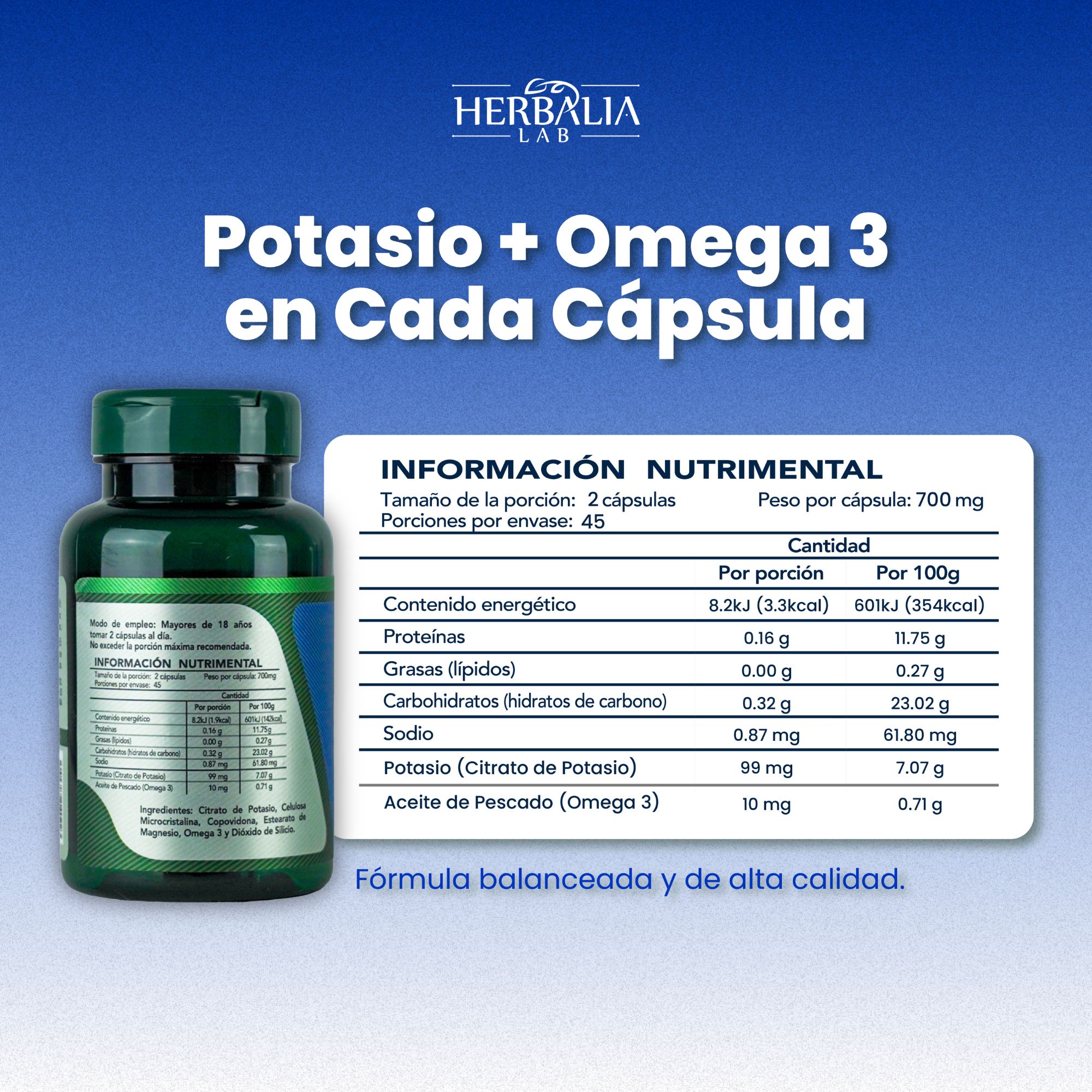 Foto 5 pulgar | Suplemento Herbalia Lab De Citrato De Potasio + Omega 3 Apoyo Nutricional Diario