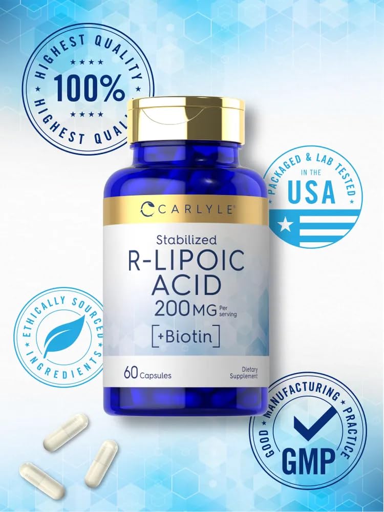 Foto 6 pulgar | Suplemento de Ácido R-lipoico Carlyle 200 Mg | 60 Cápsulas con Biotina - Venta Internacional