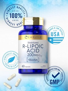 Foto 5 | Suplemento de Ácido R-lipoico Carlyle 200 Mg | 60 Cápsulas con Biotina - Venta Internacional