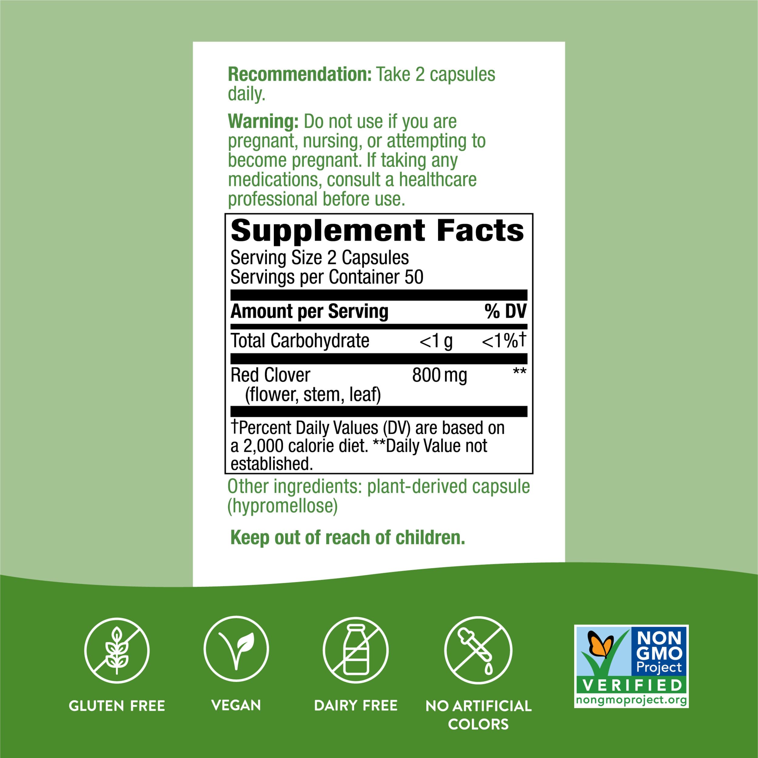 Foto 5 pulgar | Suplemento Nature's Way con Flor de Trébol Rojo 800 Mg 100 Cápsulas - Venta Internacional