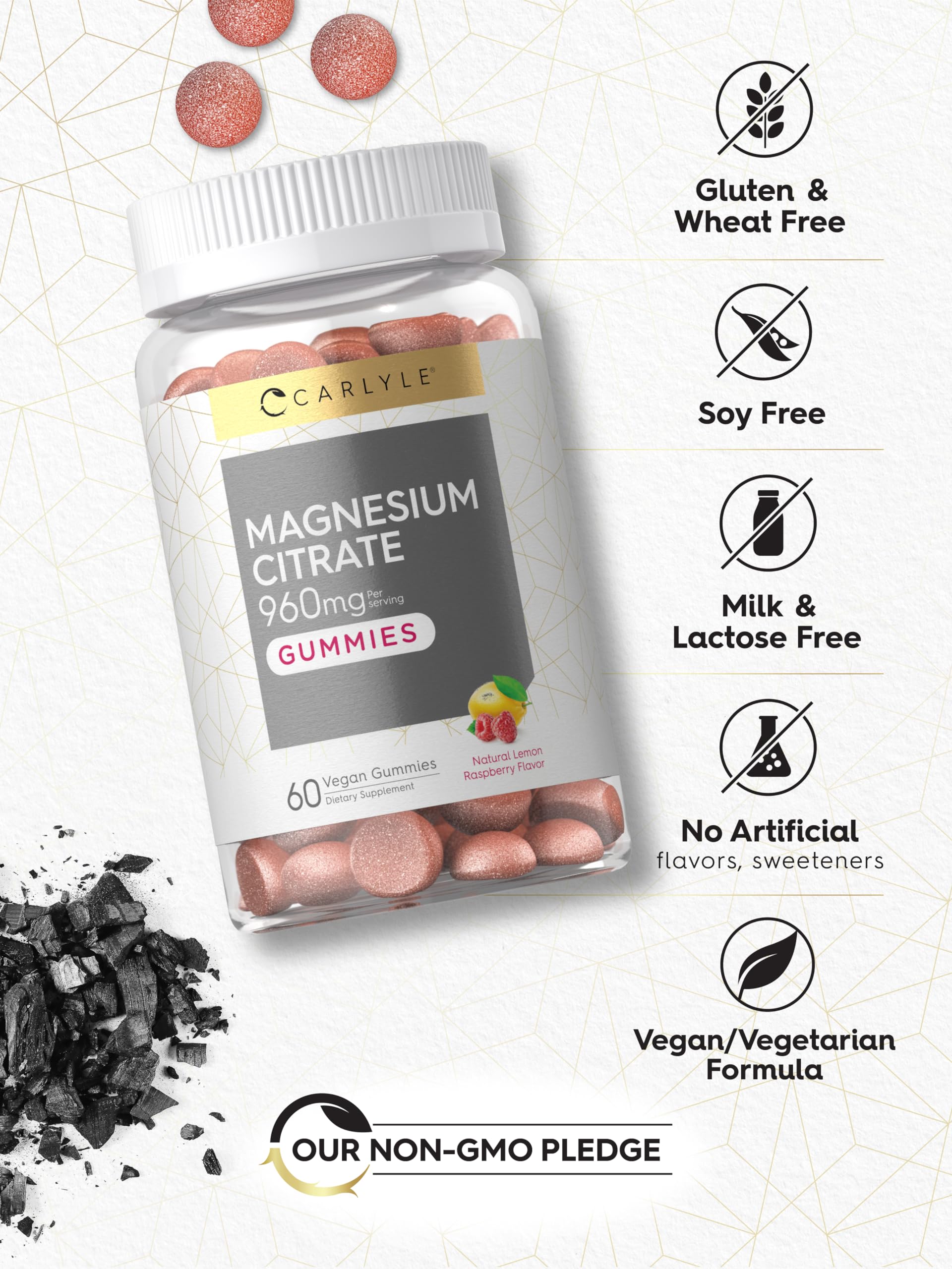 Foto 6 pulgar | Suplemento Carlyle en Gomitas De Citrato De Magnesio 960 Mg, 60% Veganas - Venta Internacional