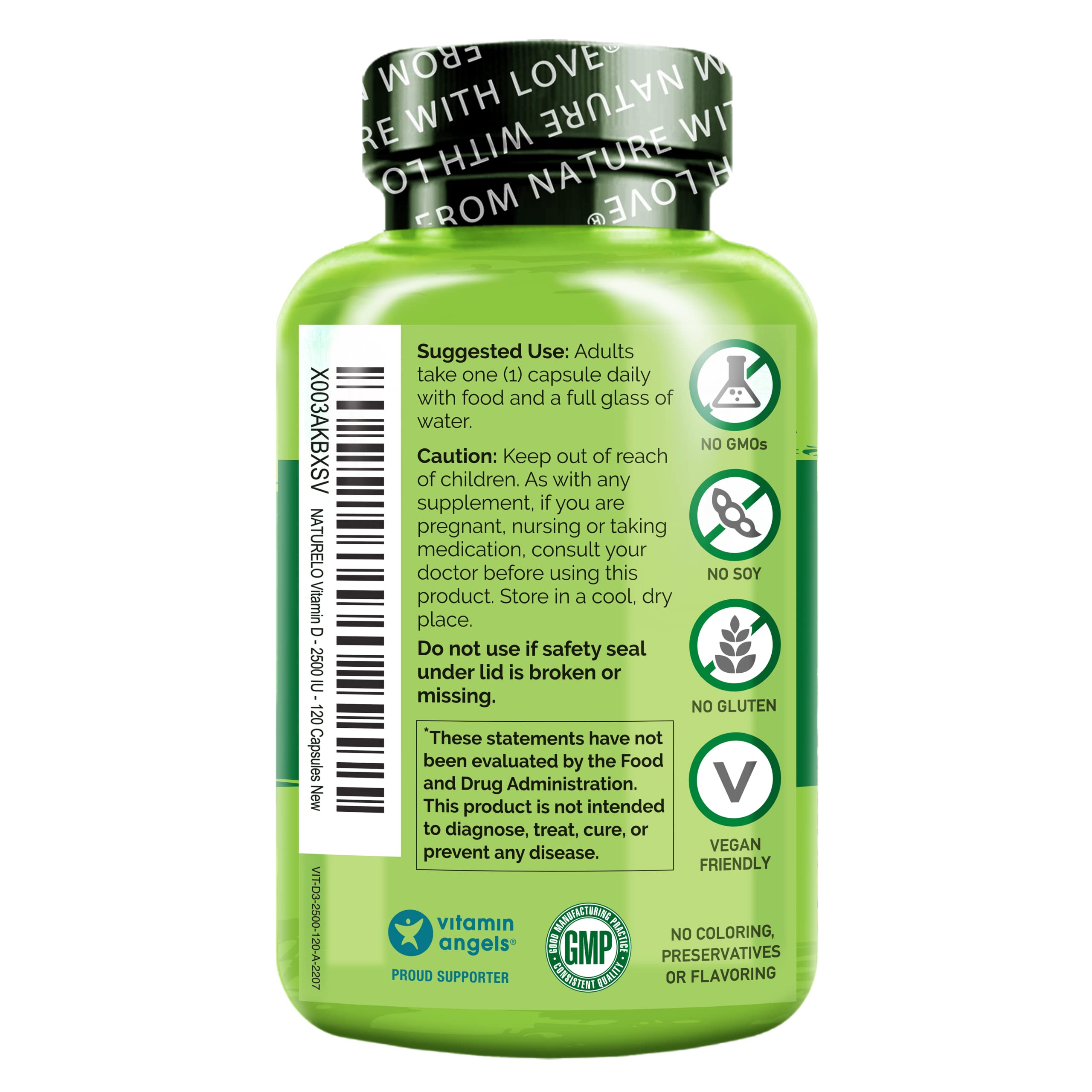 Foto 2 | Suplemento Naturelo Vitamina D3 2500 Ui a Base de Plantas 120 Cápsulas - Venta Internacional