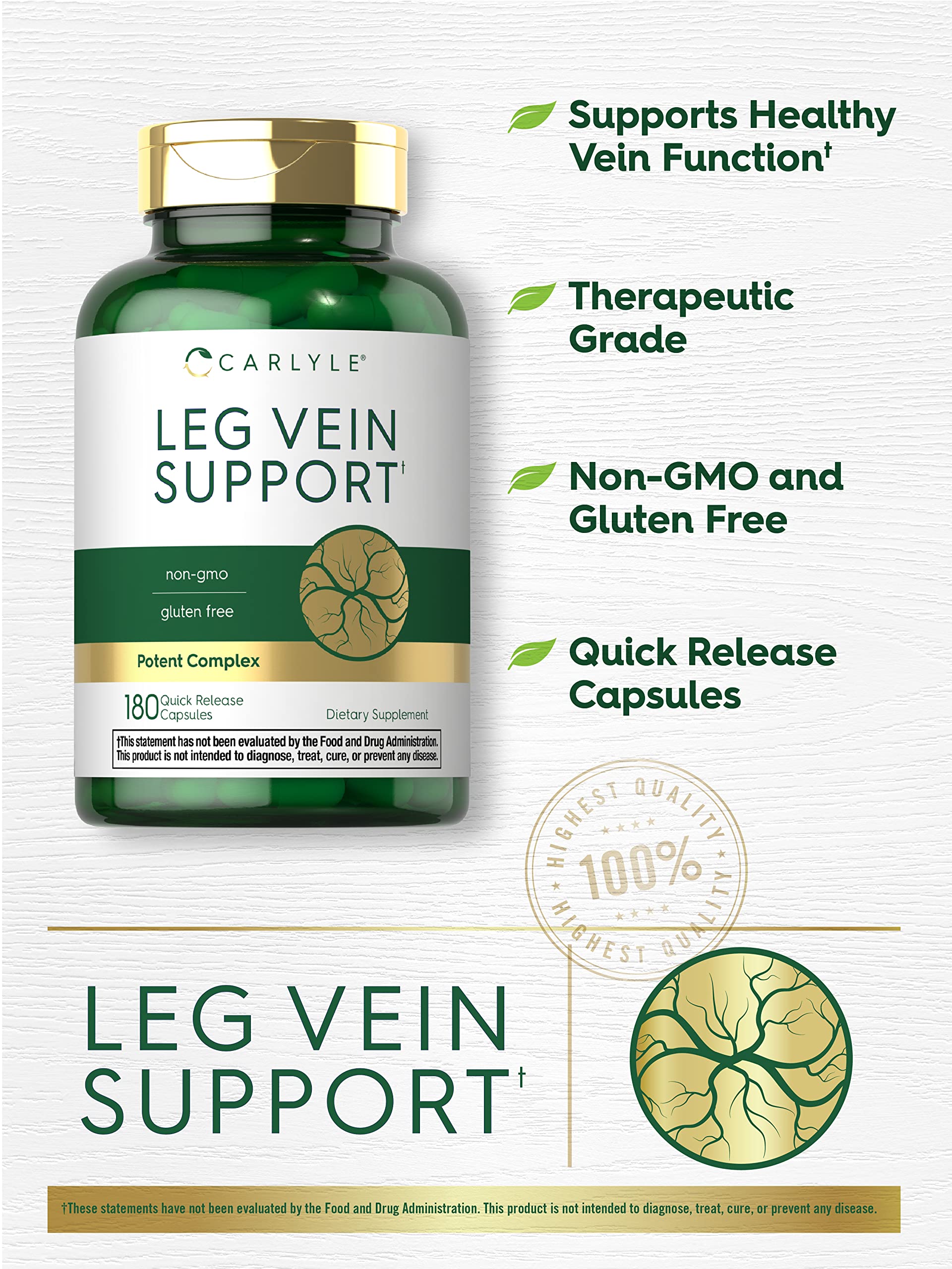 Foto 4 pulgar | Suplemento Carlyle Leg Vein 180 Cápsulas Healthy Vein - Venta Internacional