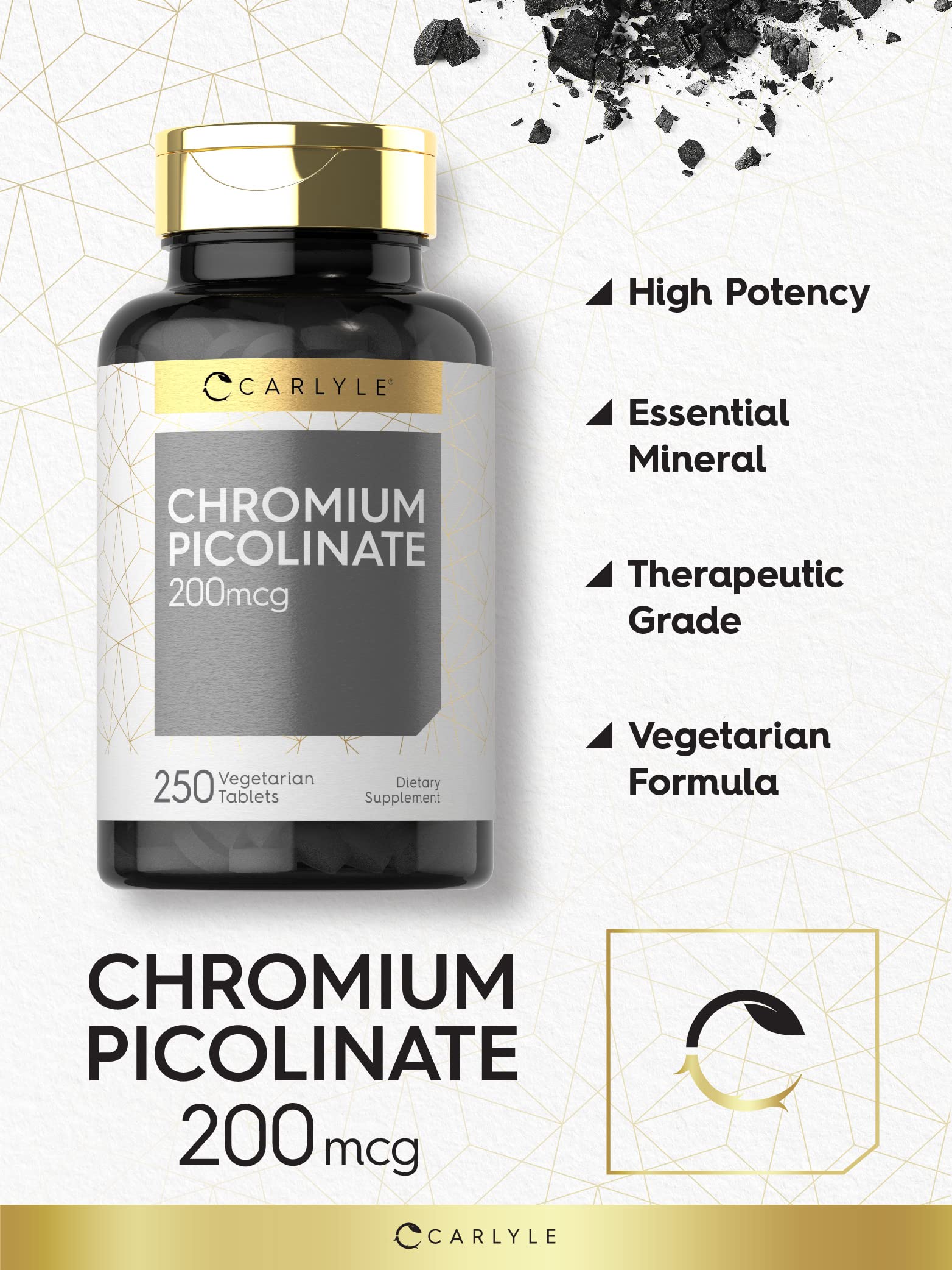 Foto 3 | Suplemento de Picolinato de Cromo Carlyle 200 Mcg 250 Tabletas - Venta Internacional