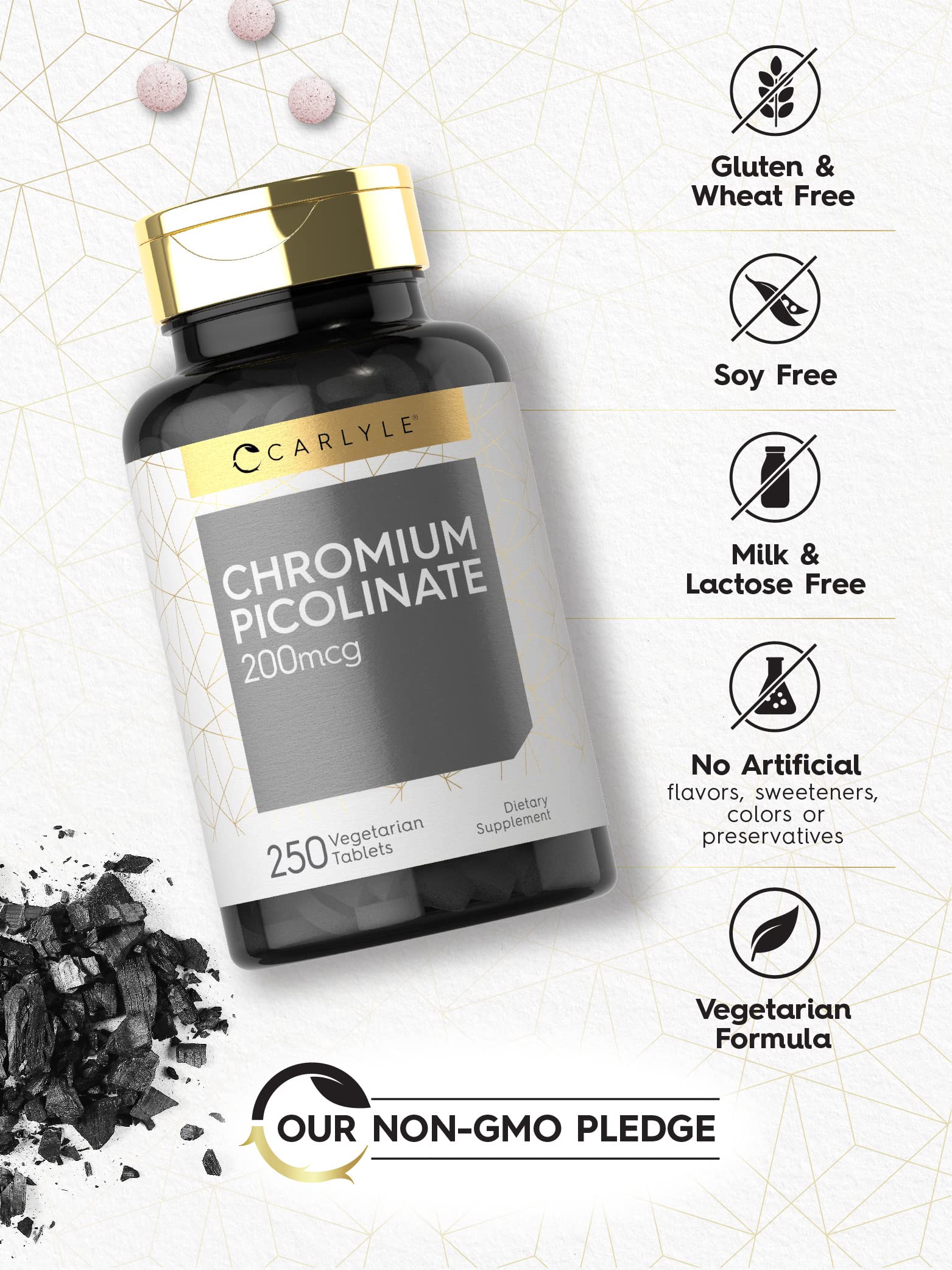 Foto 4 | Suplemento de Picolinato de Cromo Carlyle 200 Mcg 250 Tabletas - Venta Internacional