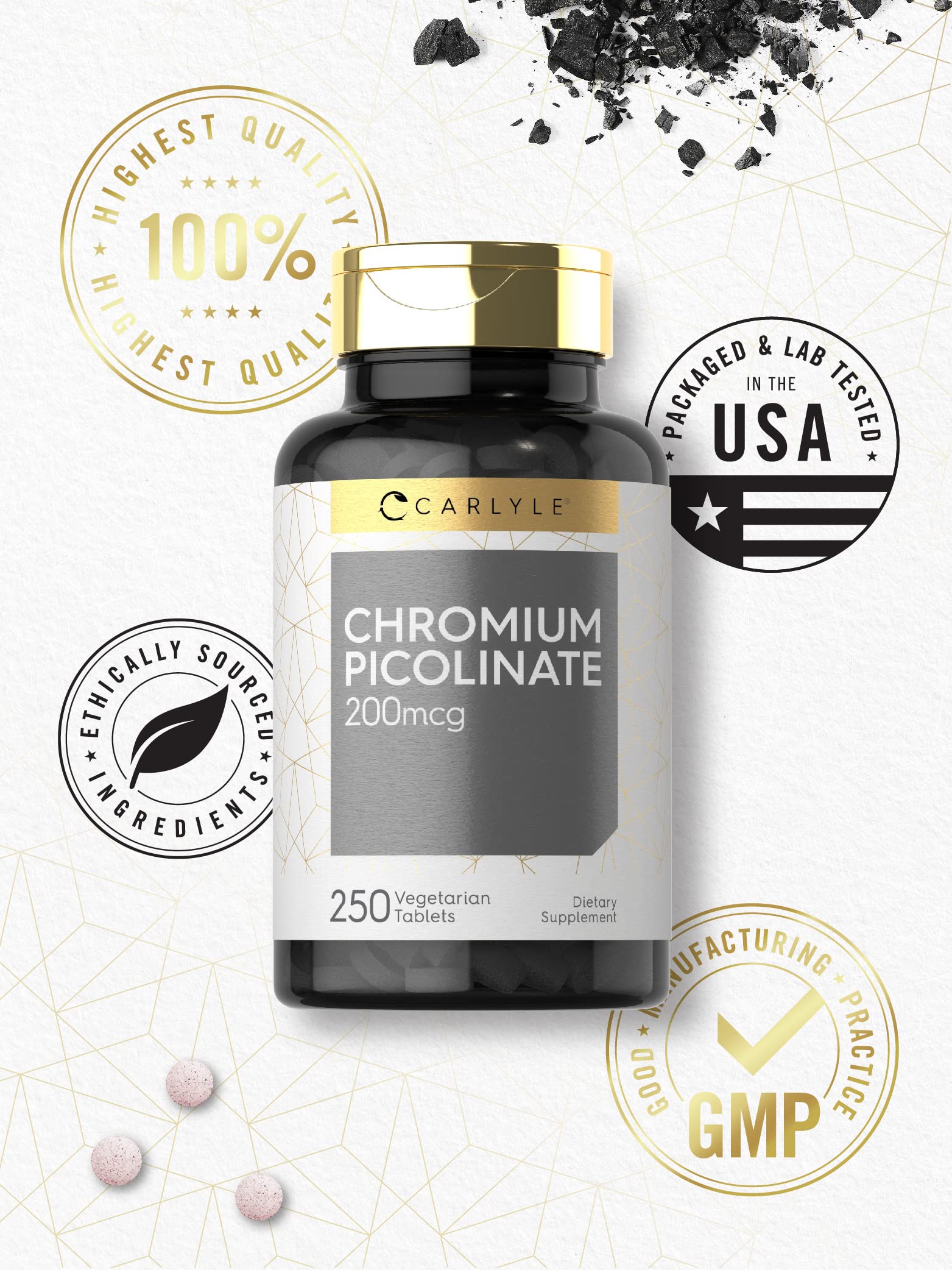 Foto 5 | Suplemento de Picolinato de Cromo Carlyle 200 Mcg 250 Tabletas - Venta Internacional