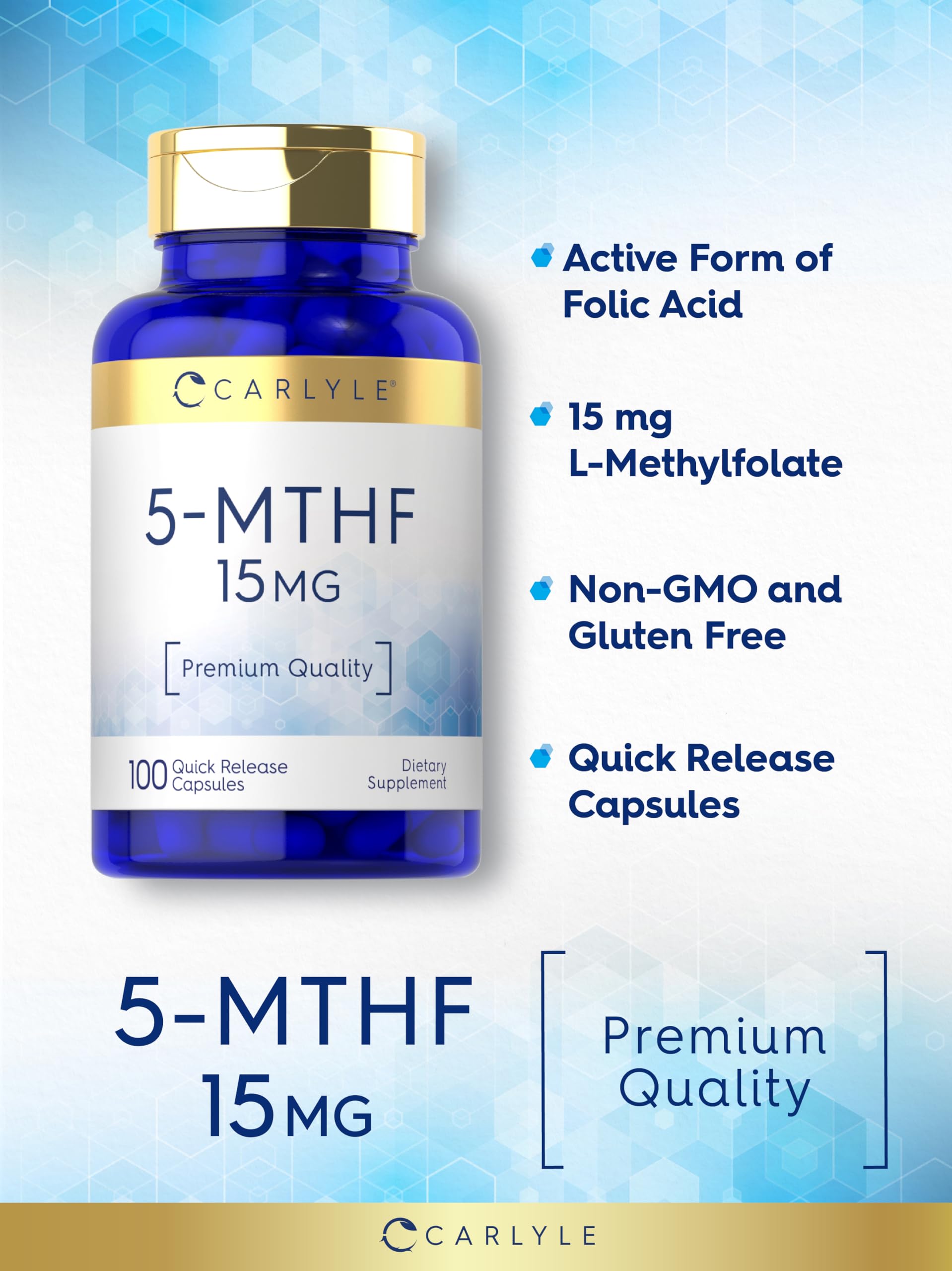 Foto 4 | Suplemento Carlyle 5-mthf L-metilfolato 15 Mg 100 Cápsulas - Venta Internacional