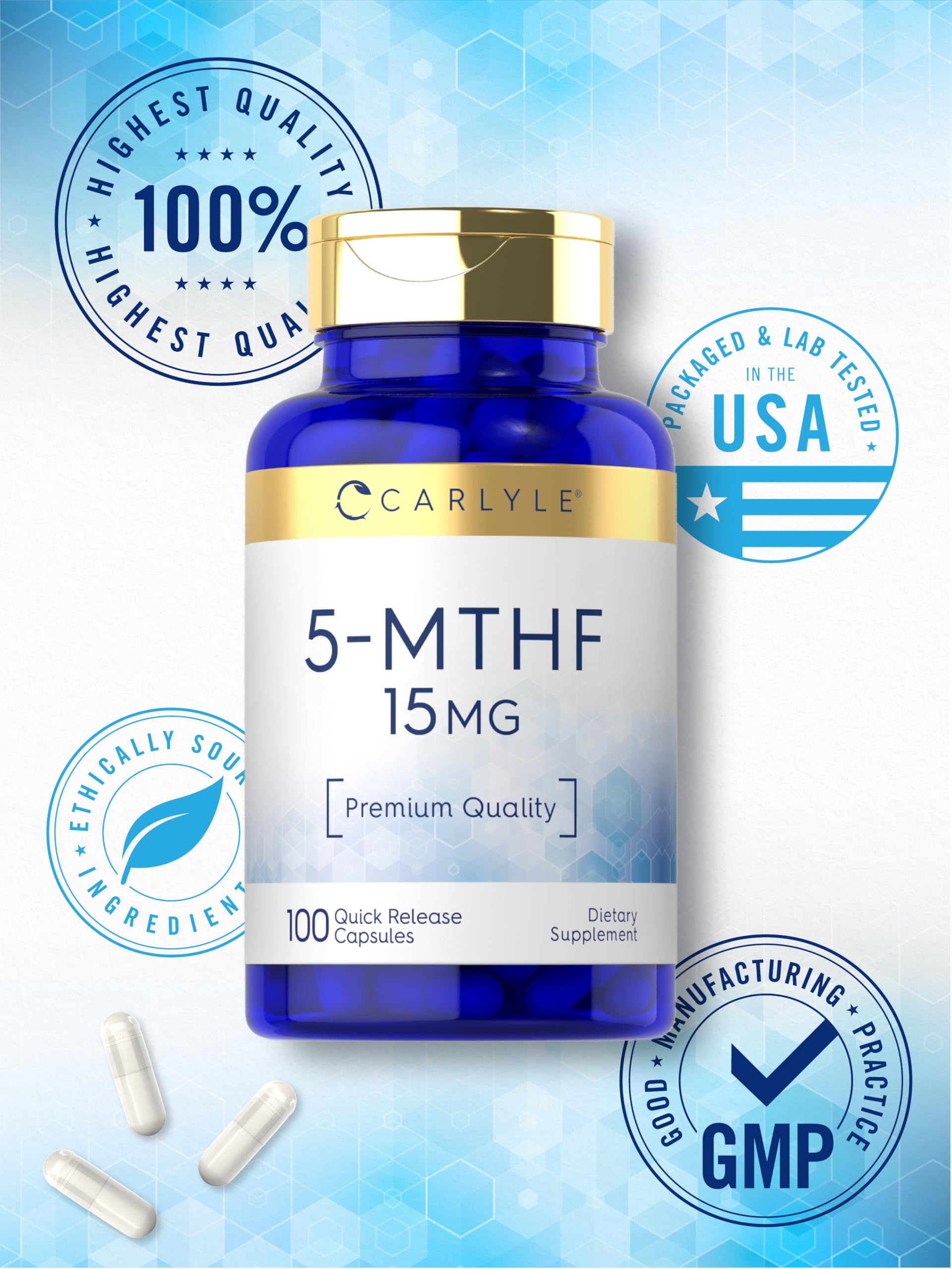 Foto 7 pulgar | Suplemento Carlyle 5-mthf L-metilfolato 15 Mg 100 Cápsulas - Venta Internacional