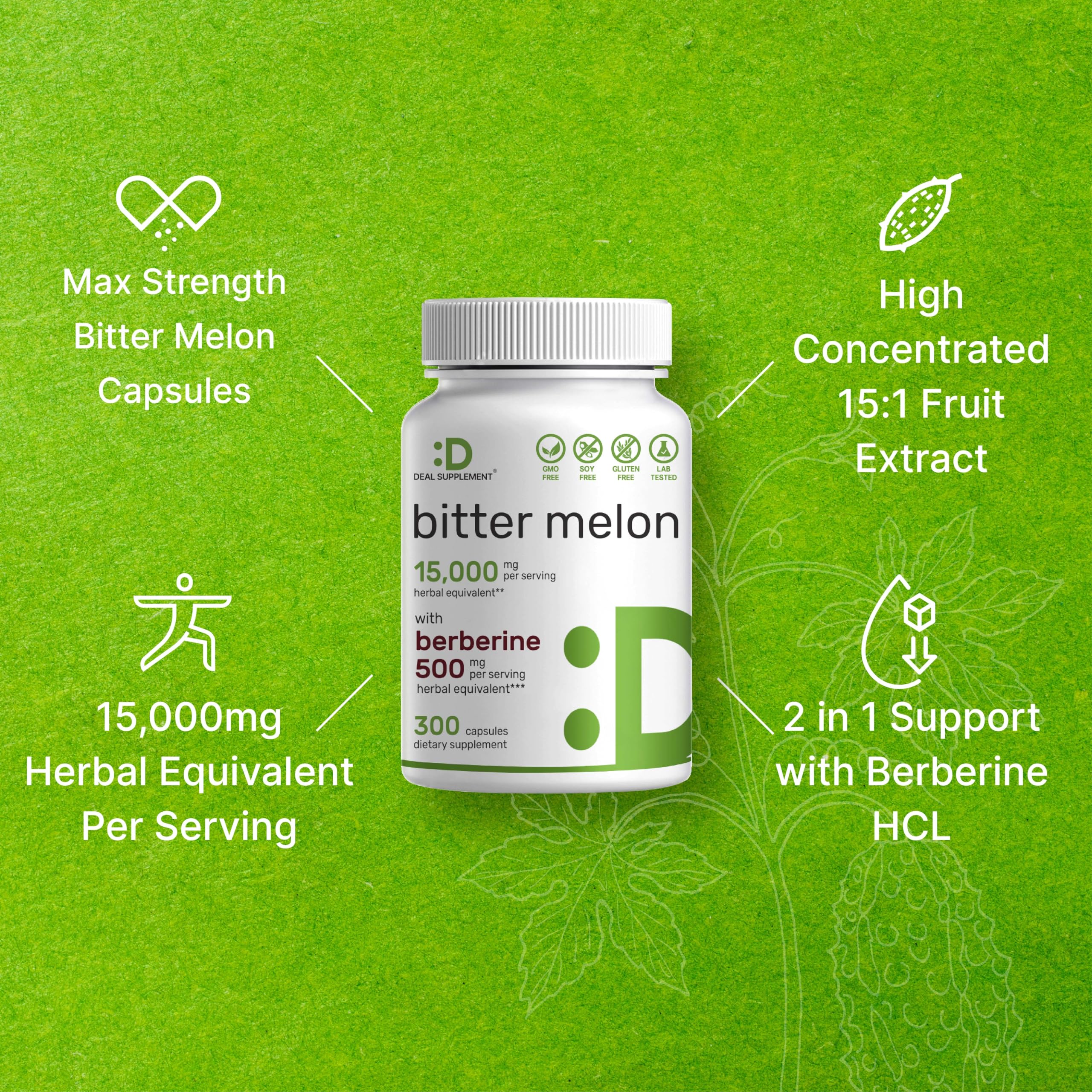 Foto 5 pulgar | Suplemento de Melón Amargo 15 000 mg 300 Cápsulas - Venta Internacional