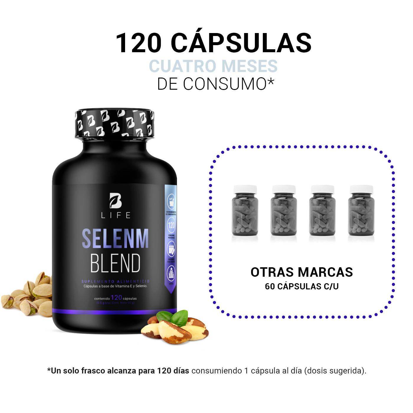 Foto 5 | Selenm Blend B Life 120 Cápsulas