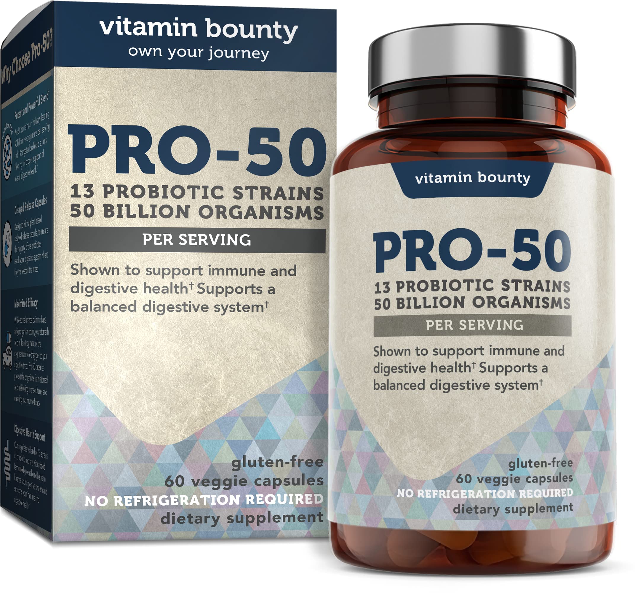 Suplemento de Probióticos Vitamin Bounty Pro-50 60 Cápsulas - Venta Internacional