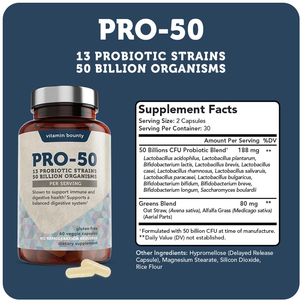 Foto 4 pulgar | Suplemento de Probióticos Vitamin Bounty Pro-50 60 Cápsulas - Venta Internacional
