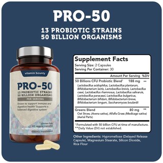 Foto 3 | Suplemento de Probióticos Vitamin Bounty Pro-50 60 Cápsulas - Venta Internacional