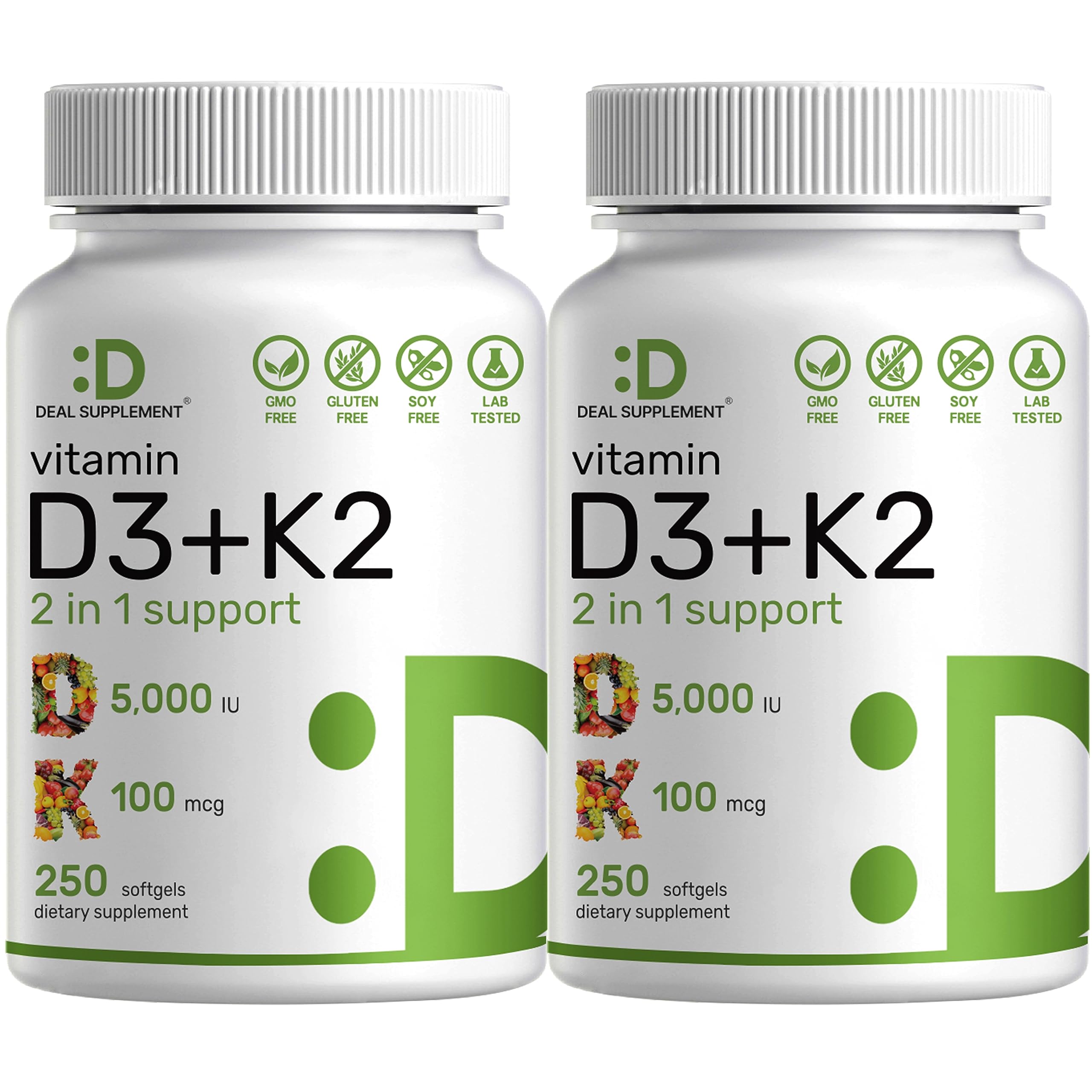 Foto 2 pulgar | Suplemento Deal Supplement Vitamina D3 K2 5000 Ui 250 Cápsulas - Venta Internacional