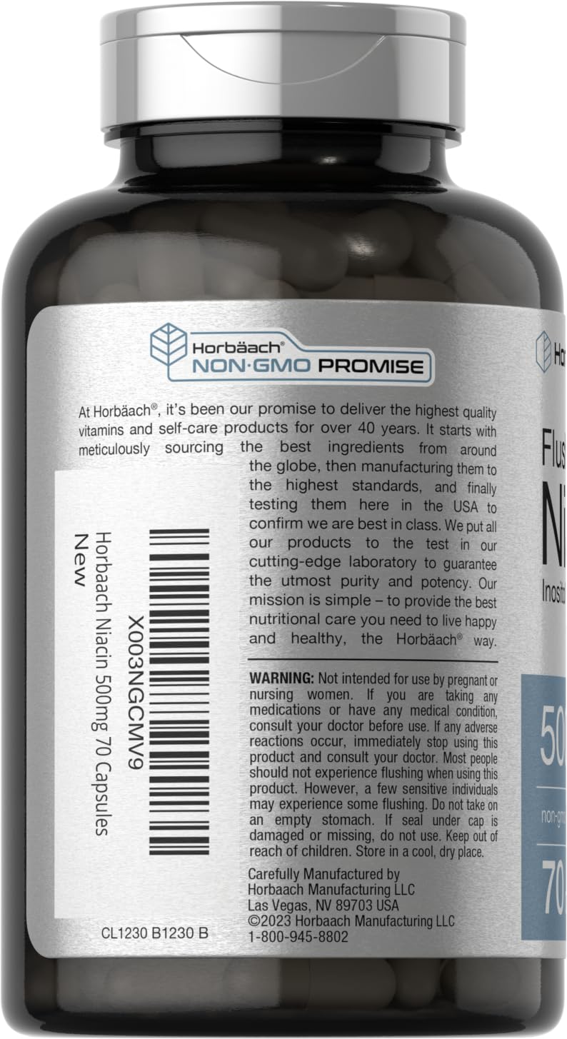Foto 4 pulgar | Suplemento Horbaach de Niacina 500 mg 70 Cápsulas - Venta Internacional