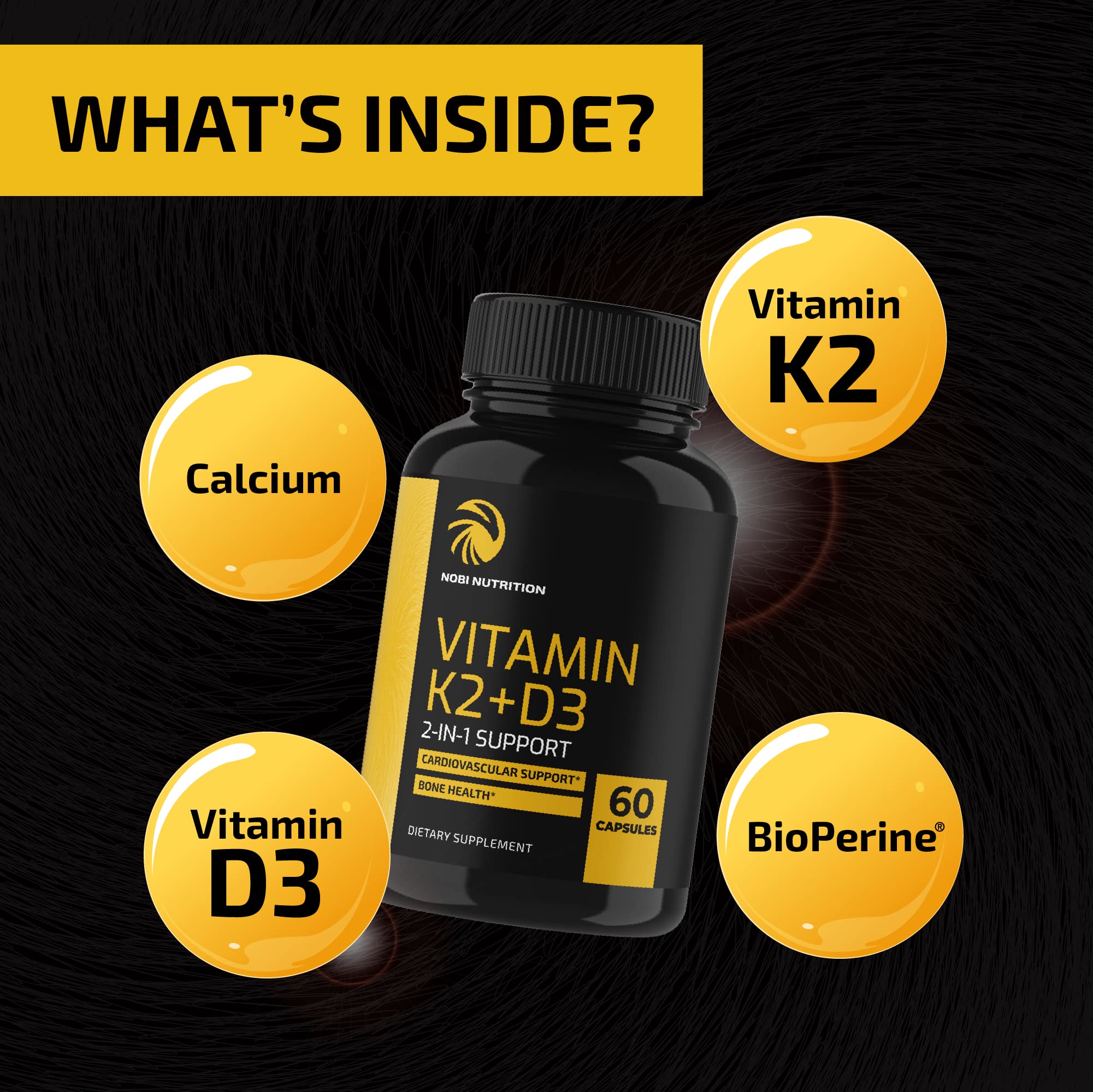 Foto 5 pulgar | Suplemento Nobi Nutrition De Vitamina D3 K2 5000 Ui 60 Cápsulas - Venta Internacional