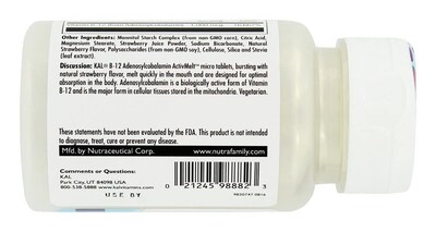 Foto 3 | Suplemento Kal B-12 de Adenosilcobalamina 1000 Mcg 90 Microcomprimidos - Venta Internacional