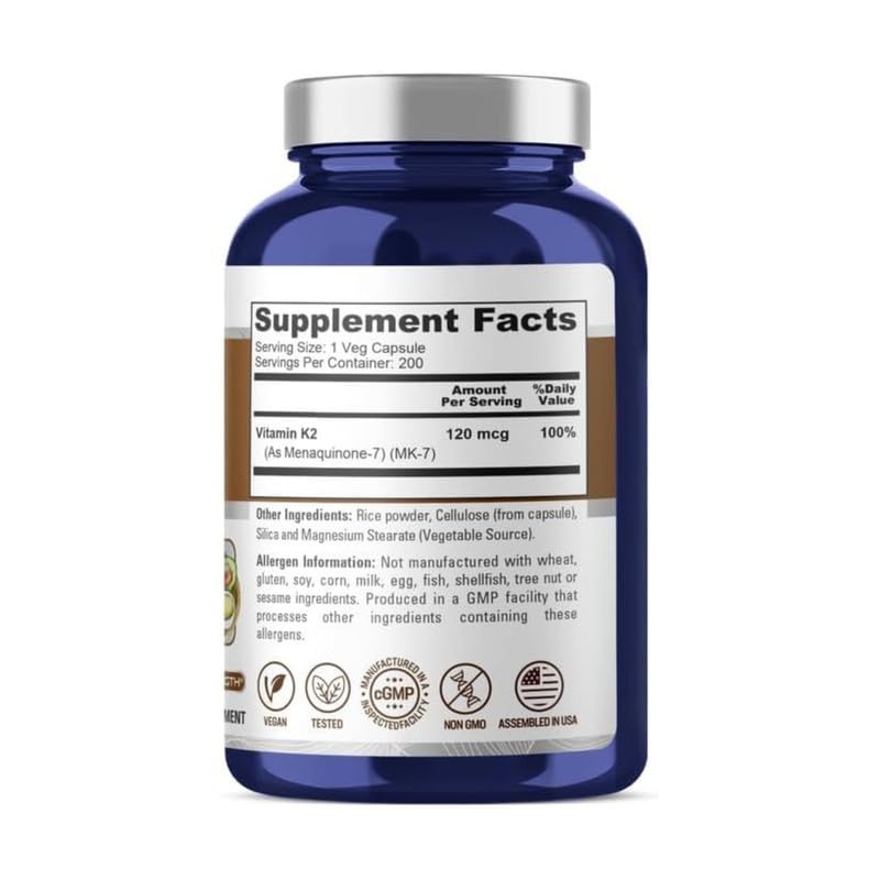 Foto 3 pulgar | Suplemento Nusapure Vitamina K2 Mk7 200 Cápsulas Vegetarianas - Venta Internacional