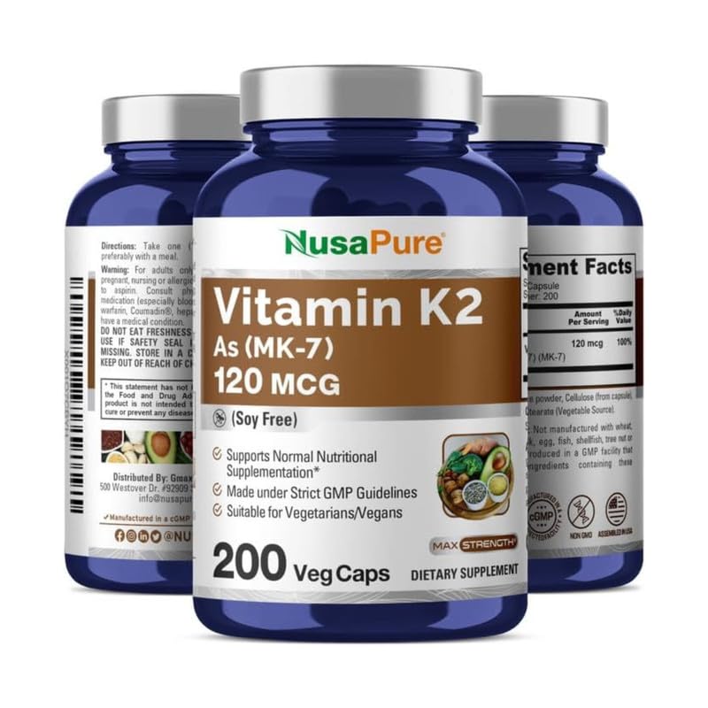 Foto 5 pulgar | Suplemento Nusapure Vitamina K2 Mk7 200 Cápsulas Vegetarianas - Venta Internacional