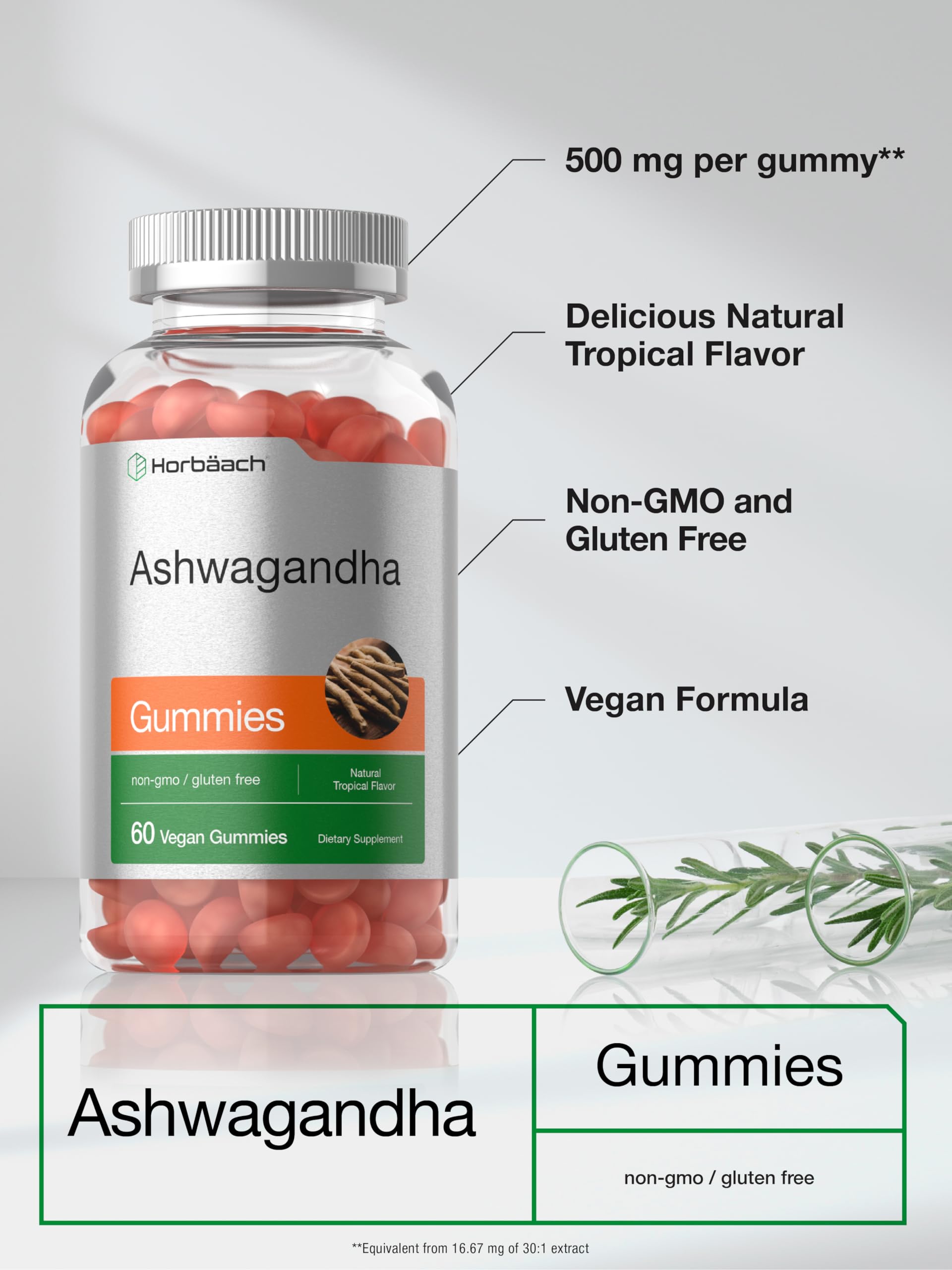 Foto 5 pulgar | Suplemento Horbaach Gomitas De Ashwagandha 60 Unidades Veganas - Venta Internacional