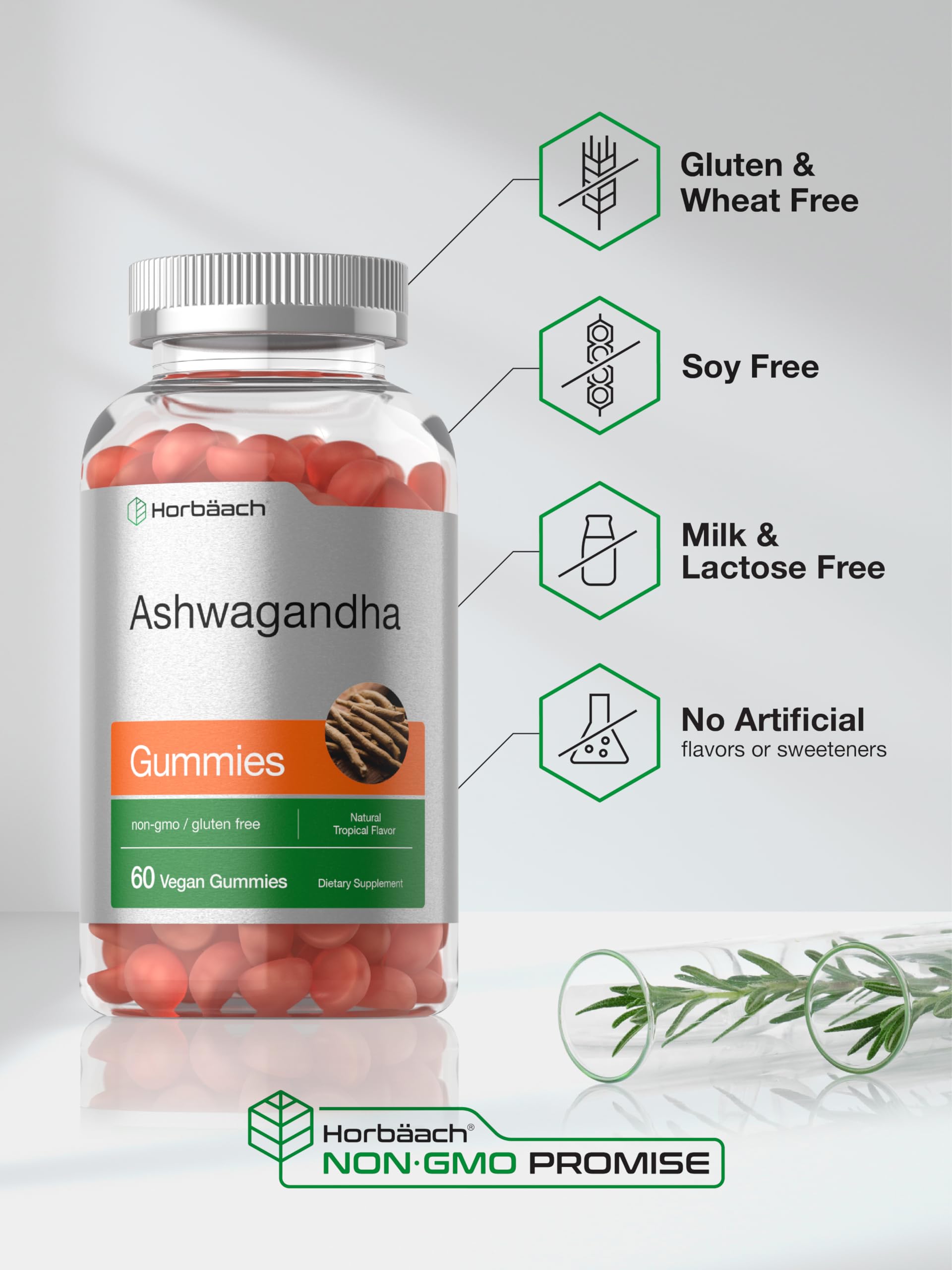 Foto 6 pulgar | Suplemento Horbaach Gomitas De Ashwagandha 60 Unidades Veganas - Venta Internacional