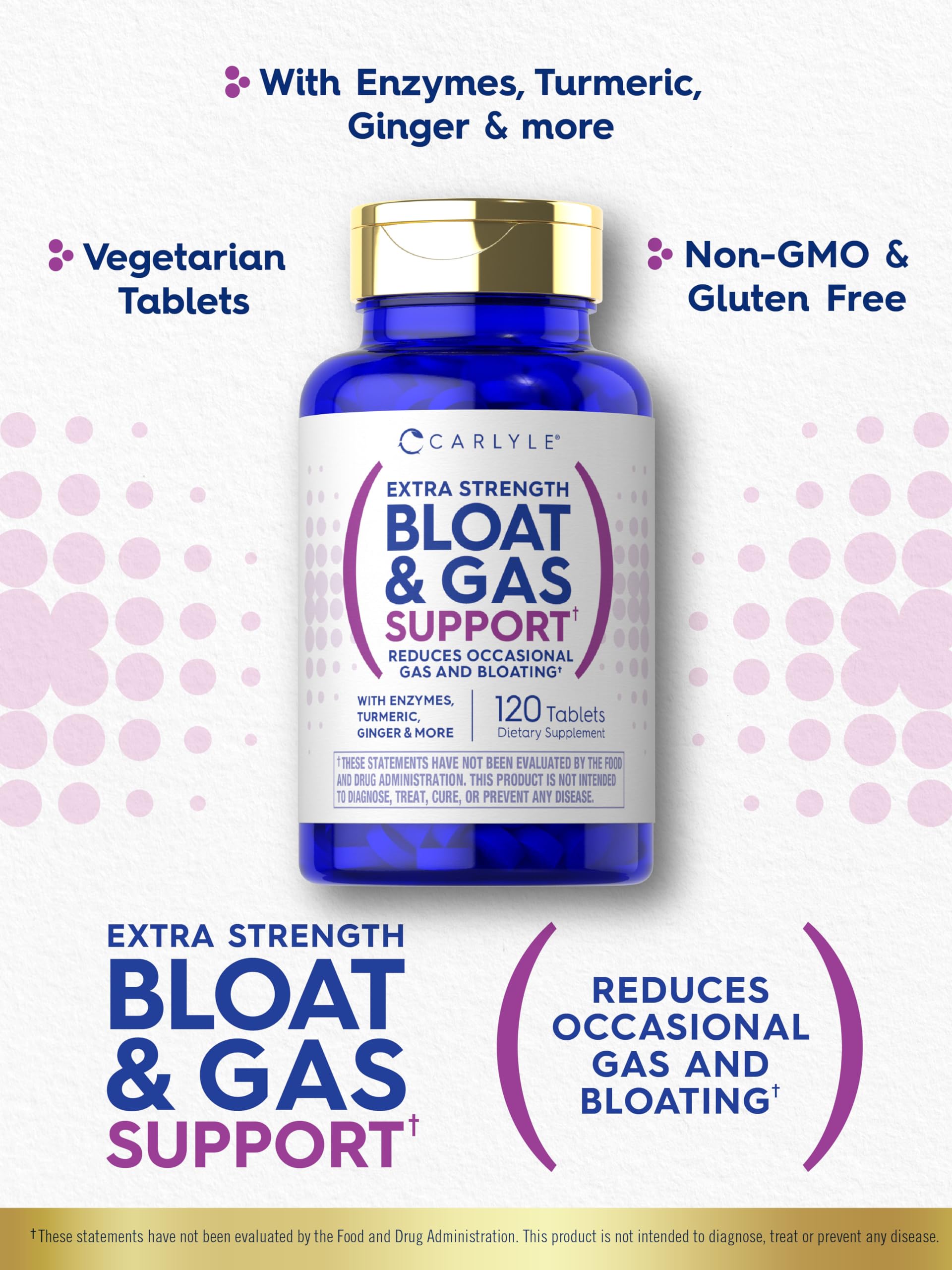 Foto 5 pulgar | Suplemento Carlyle Bloat & Gas Support 120 Comprimidos - Venta Internacional