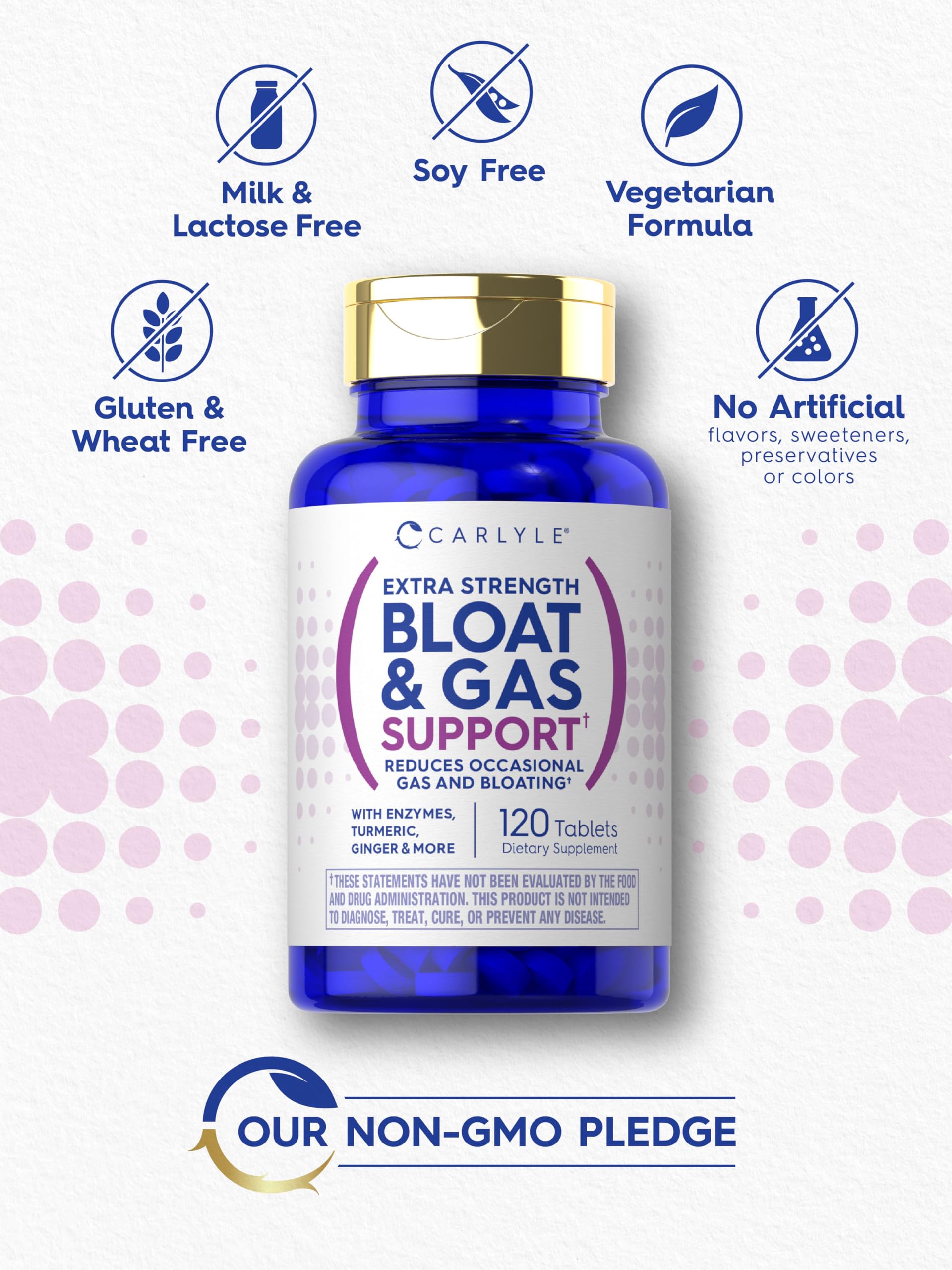 Foto 6 pulgar | Suplemento Carlyle Bloat & Gas Support 120 Comprimidos - Venta Internacional