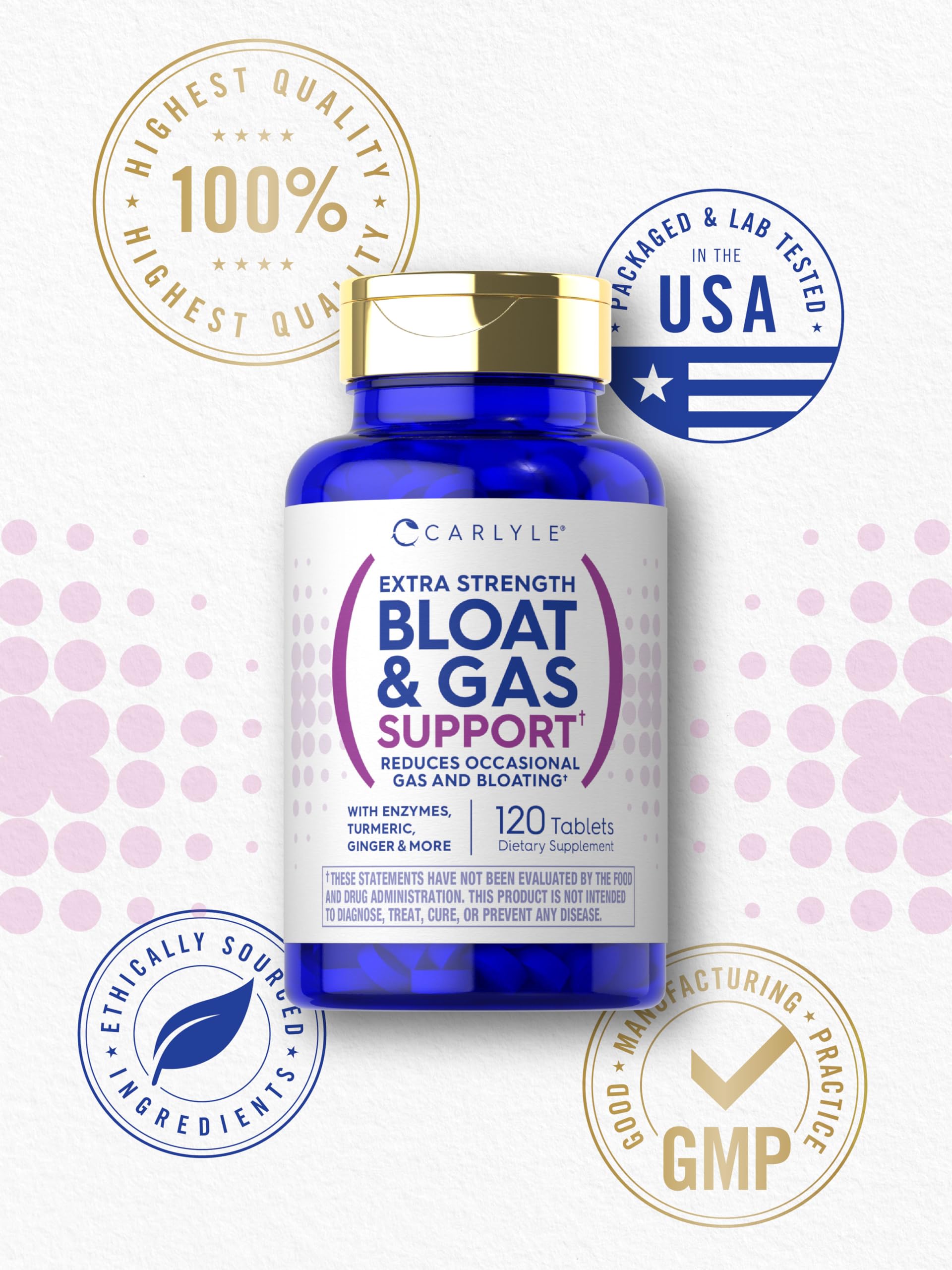 Foto 7 pulgar | Suplemento Carlyle Bloat & Gas Support 120 Comprimidos - Venta Internacional
