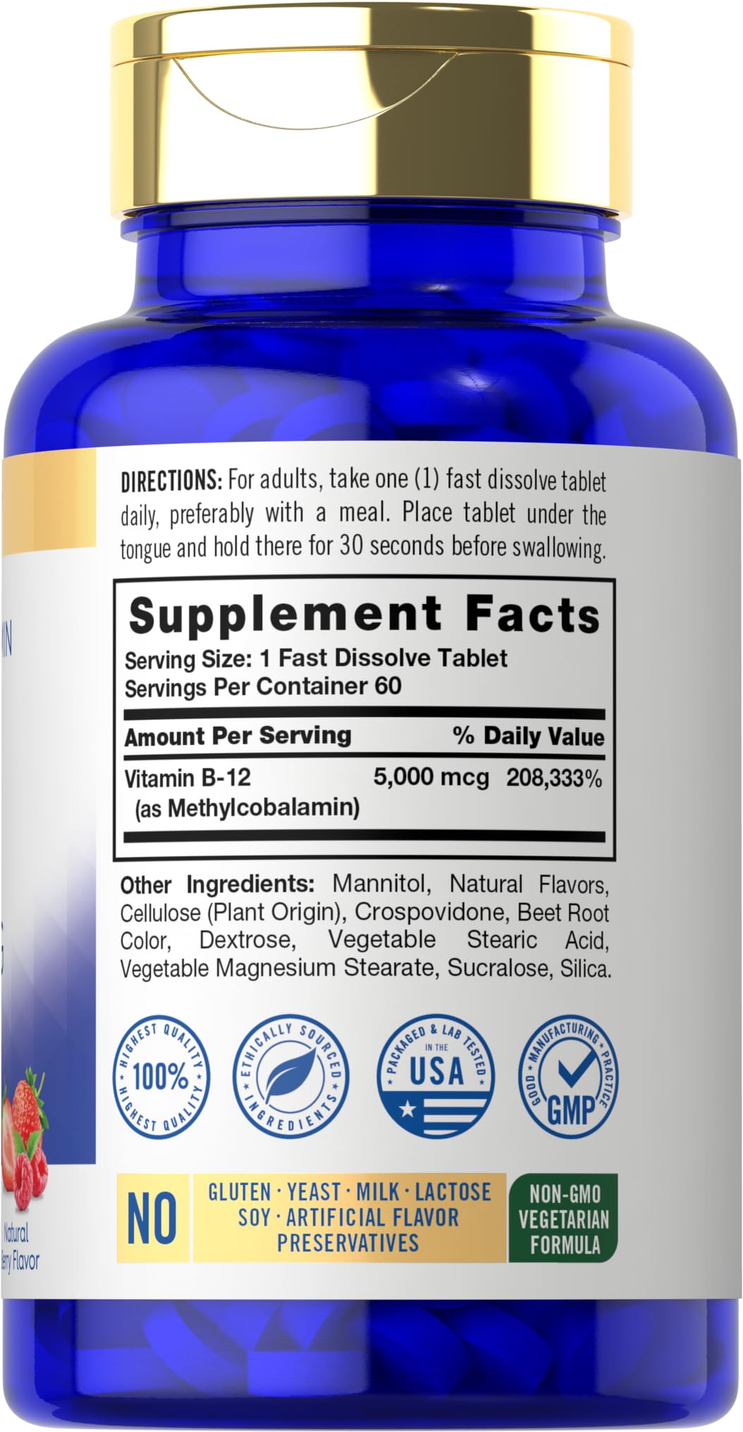 Foto 3 pulgar | Suplemento Carlyle de Metilcobalamina Y Vitamina B12 5000 Mcg, 60 Tabletas - Venta Internacional