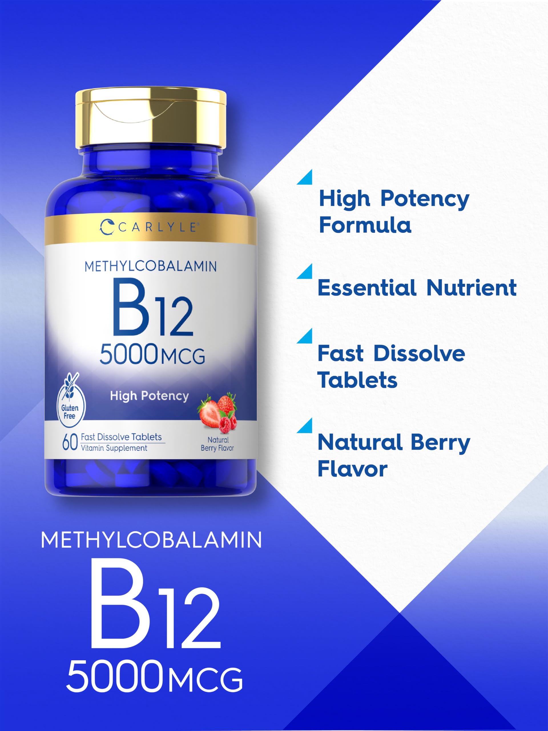 Foto 5 pulgar | Suplemento Carlyle de Metilcobalamina Y Vitamina B12 5000 Mcg, 60 Tabletas - Venta Internacional