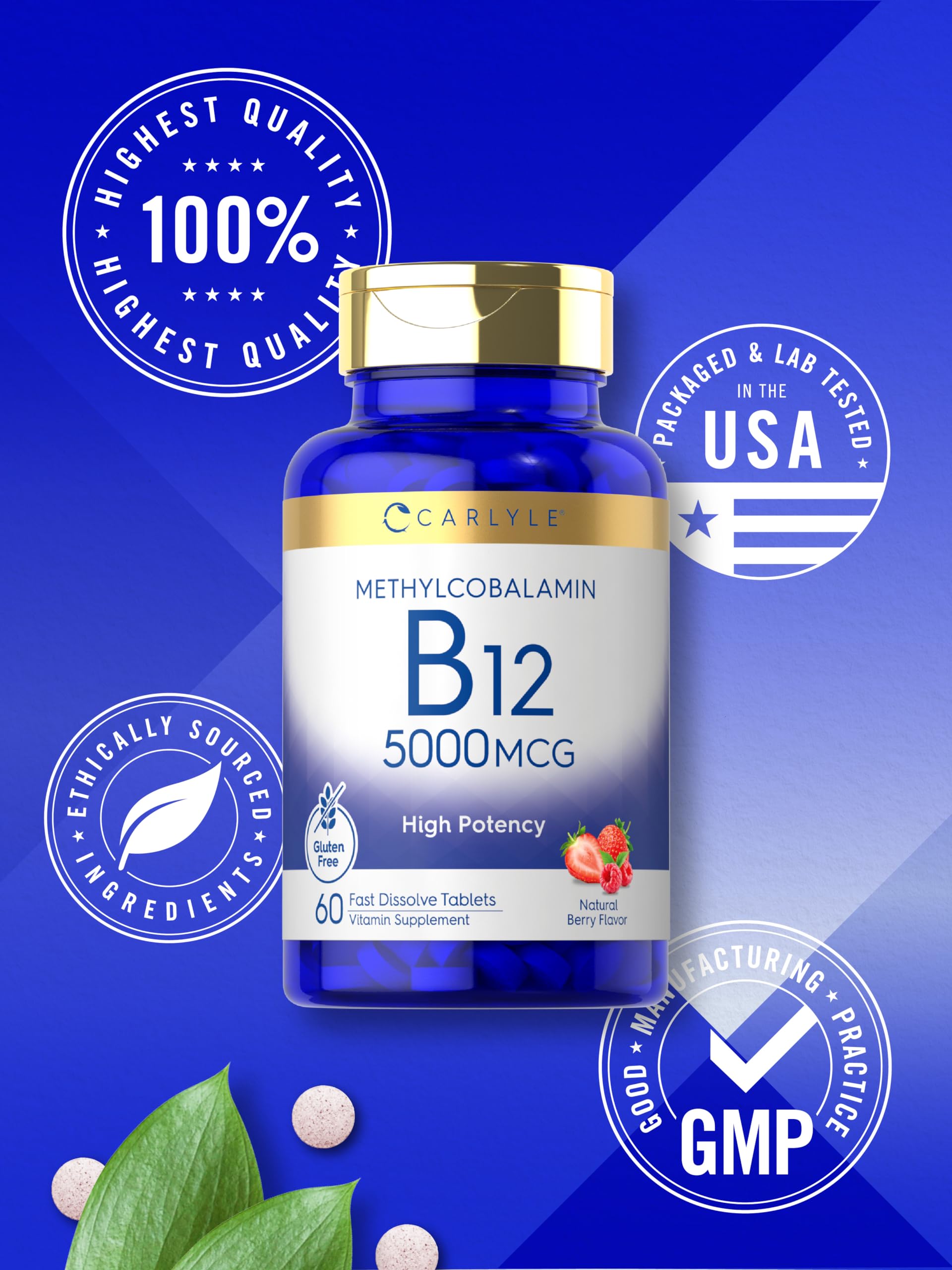 Foto 7 pulgar | Suplemento Carlyle de Metilcobalamina Y Vitamina B12 5000 Mcg, 60 Tabletas - Venta Internacional