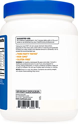 Foto 4 pulgar | Aceite Mct En Polvo Nutricost Premium, 454 G (450 Ml) Para Dieta Cetogénica - Venta Internacional.