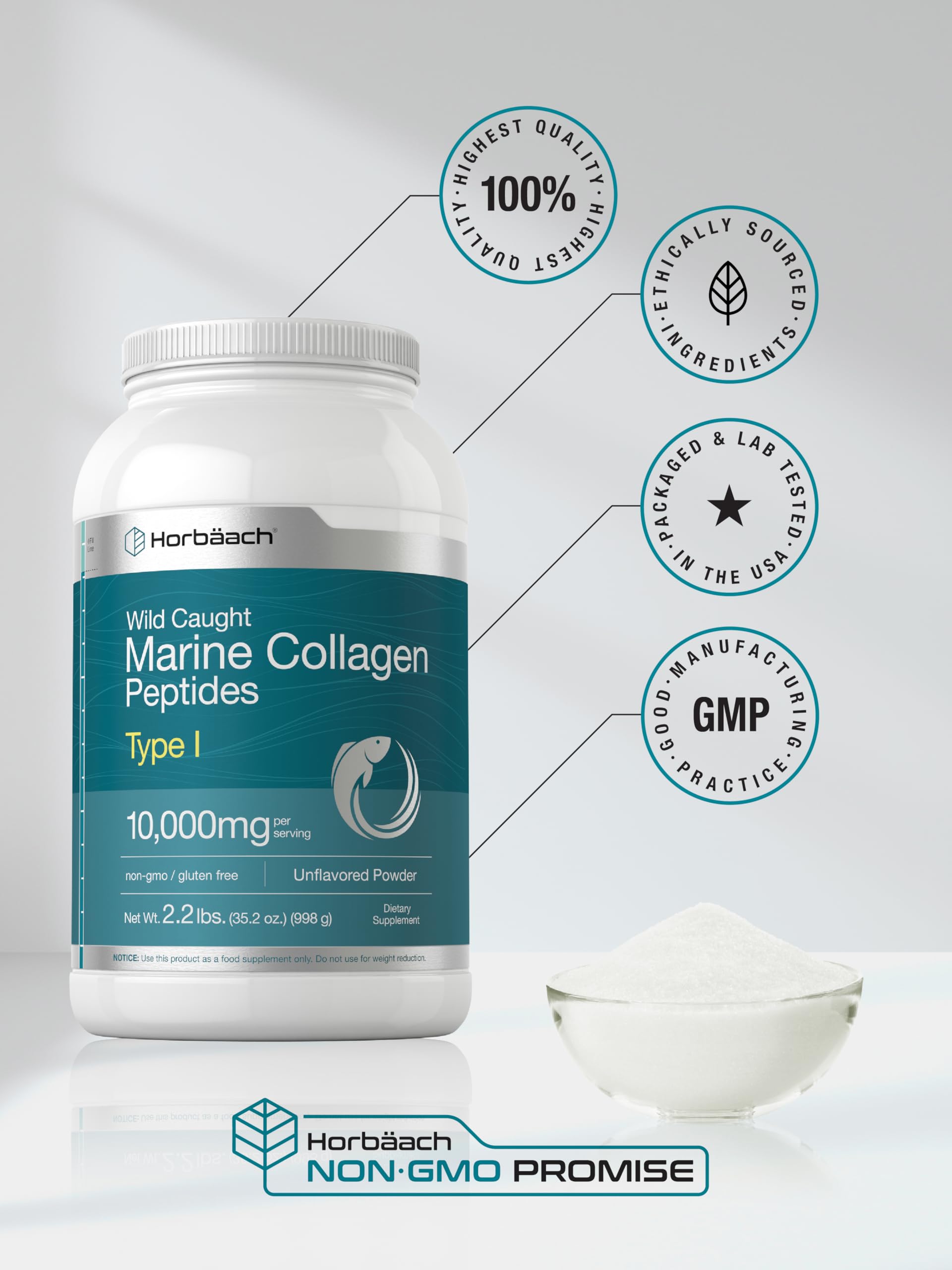 Foto 8 pulgar | Suplemento Péptidos Hidrolizados Horbaach en Polvo de Colágeno Marino 1 kg - Venta Internacional