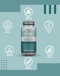 Foto 4 | Minerales Y Suplementos 3 Pack Flow Supplements - 270 Cápsulas Citrato De Potasio