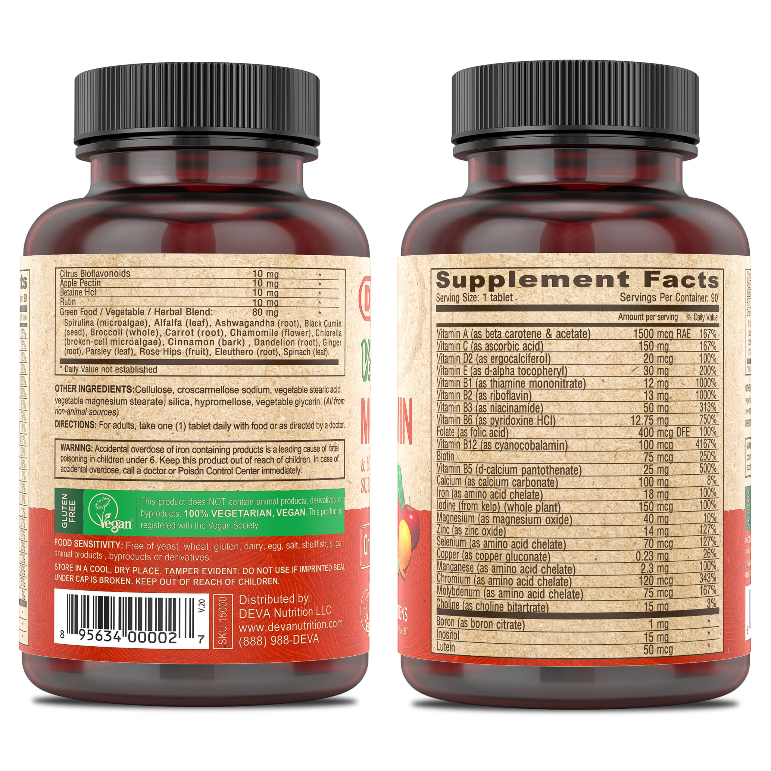 Foto 3 pulgar | Suplemento Multivitamínico y Mineral Vegano Deva 90 Comprimidos X2 - Venta Internacional