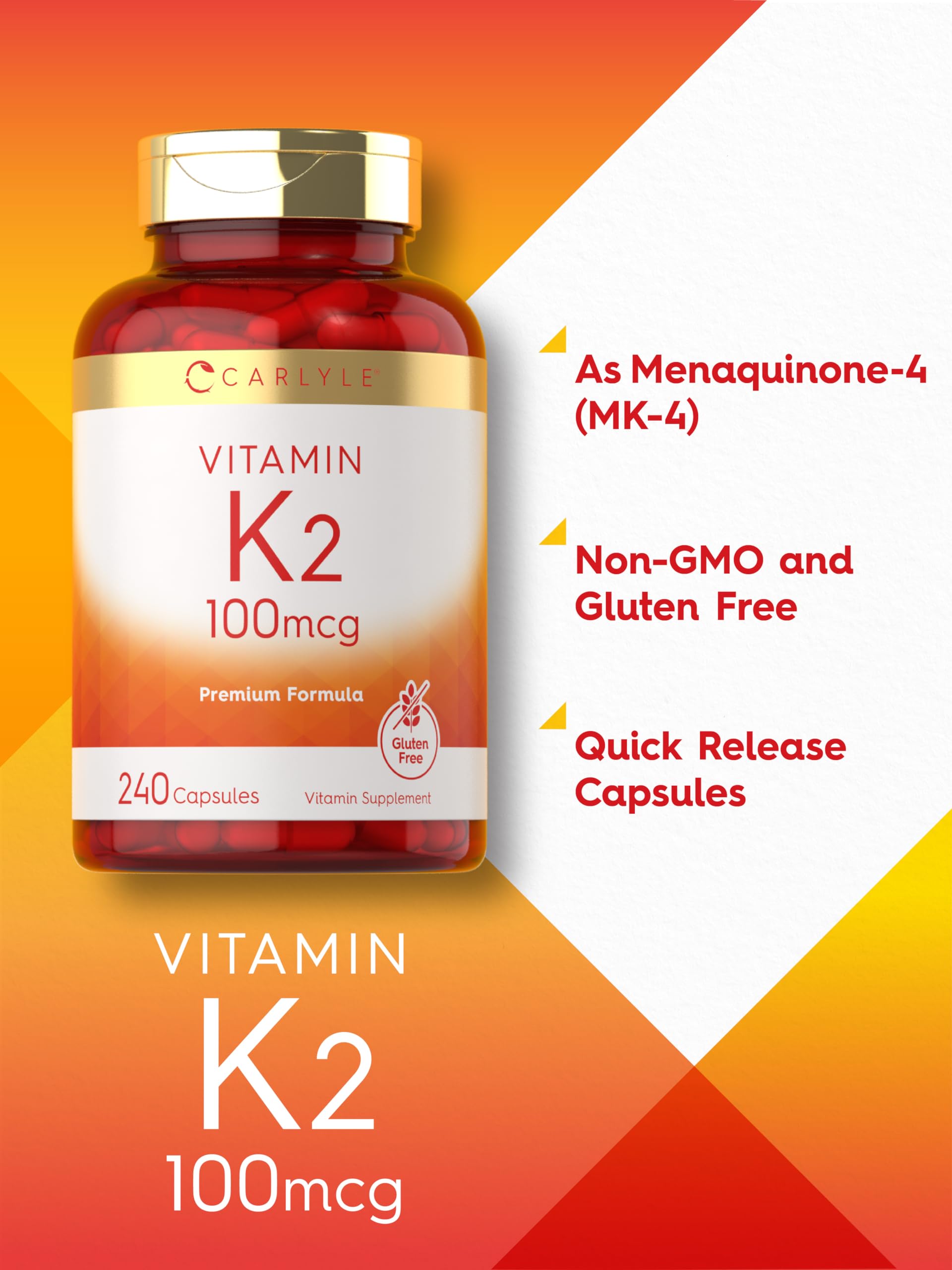 Foto 5 pulgar | Suplemento Carlyle de Vitamina K2 100 Mcg Mk-4 240 Cápsulas - Venta Internacional