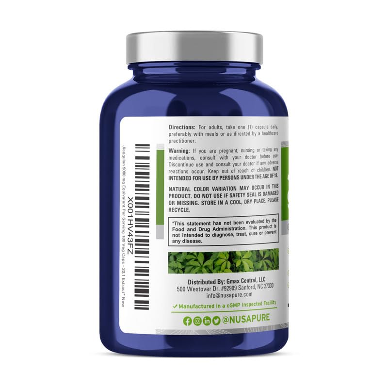 Foto 4 pulgar | Suplemento Nusapure Jiaogulan 9000 Mg 180 Cápsulas - Venta Internacional