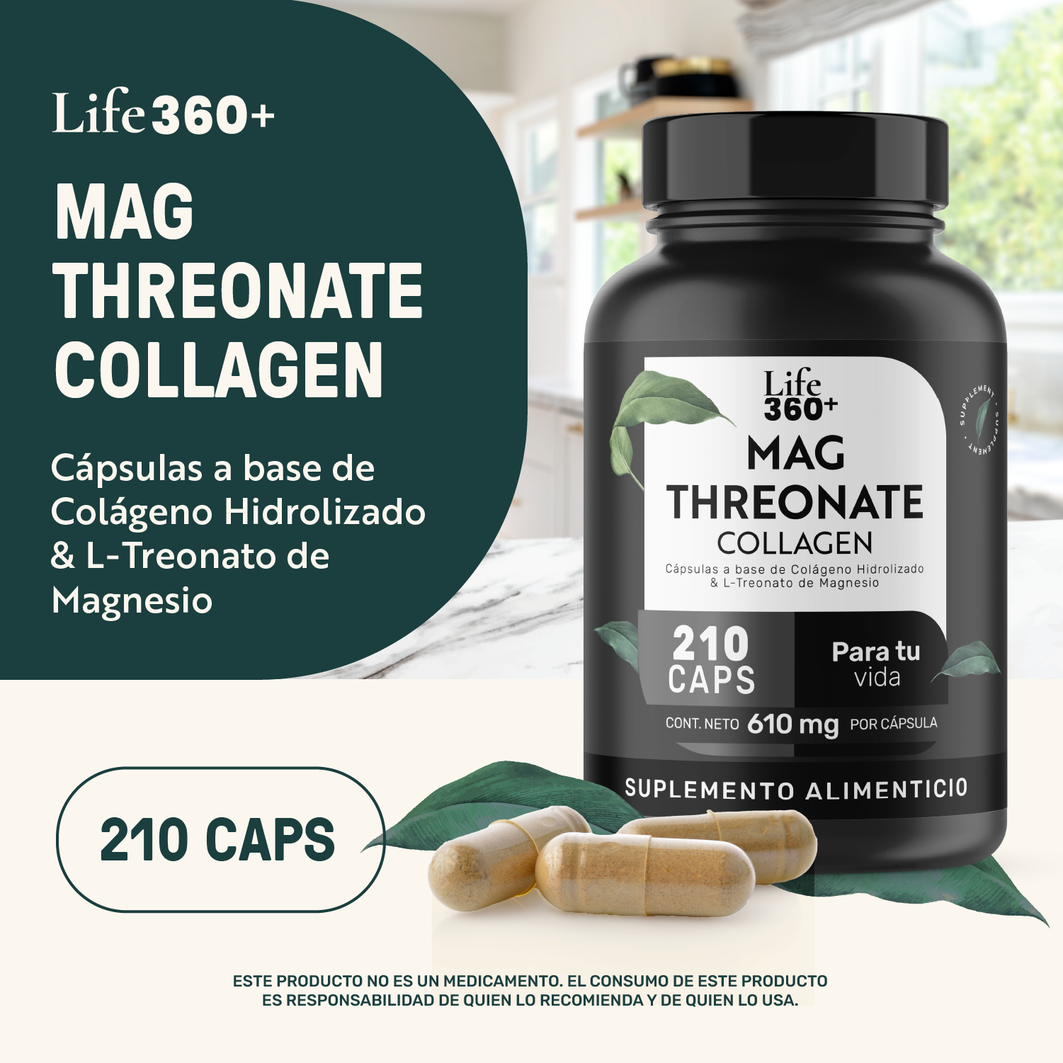 Foto 6 pulgar | Suplemento Life360+ Colágeno de 210 Cápsulas