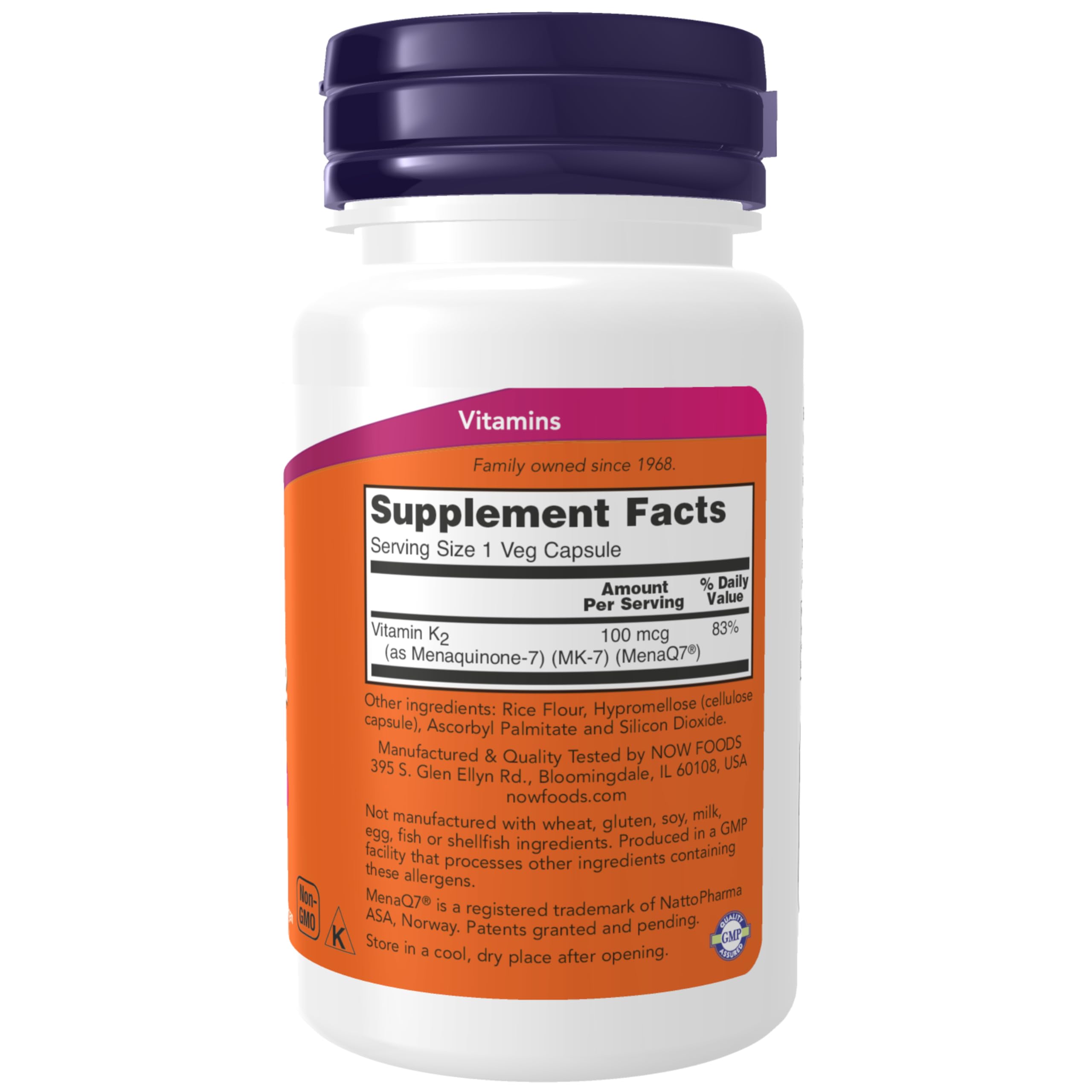 Foto 3 pulgar | Suplemento Now Mk-7 De Vitamina K-2 100 Mcg 60 Cápsulas Vegetarianas - Venta Internacional