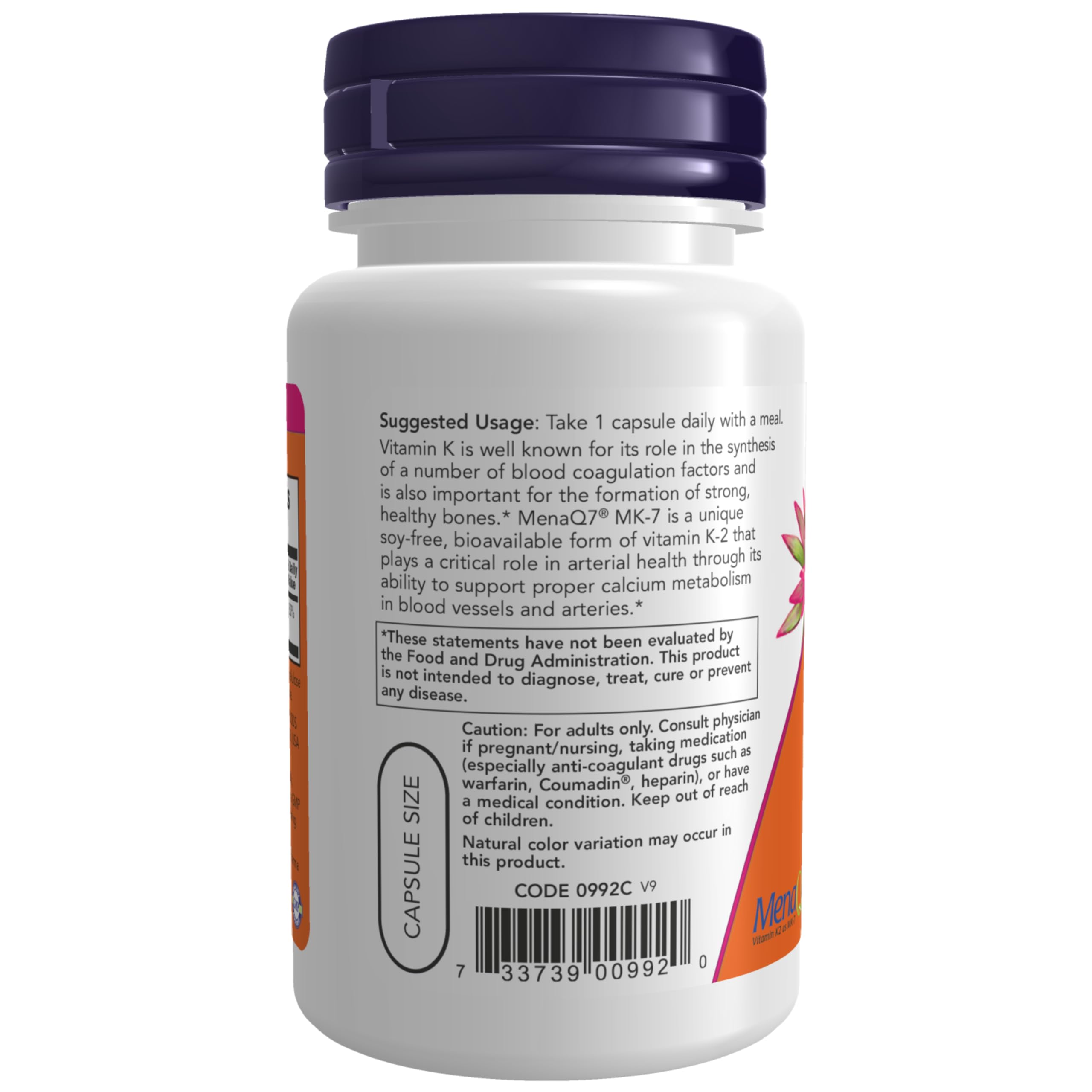 Foto 4 pulgar | Suplemento Now Mk-7 De Vitamina K-2 100 Mcg 60 Cápsulas Vegetarianas - Venta Internacional