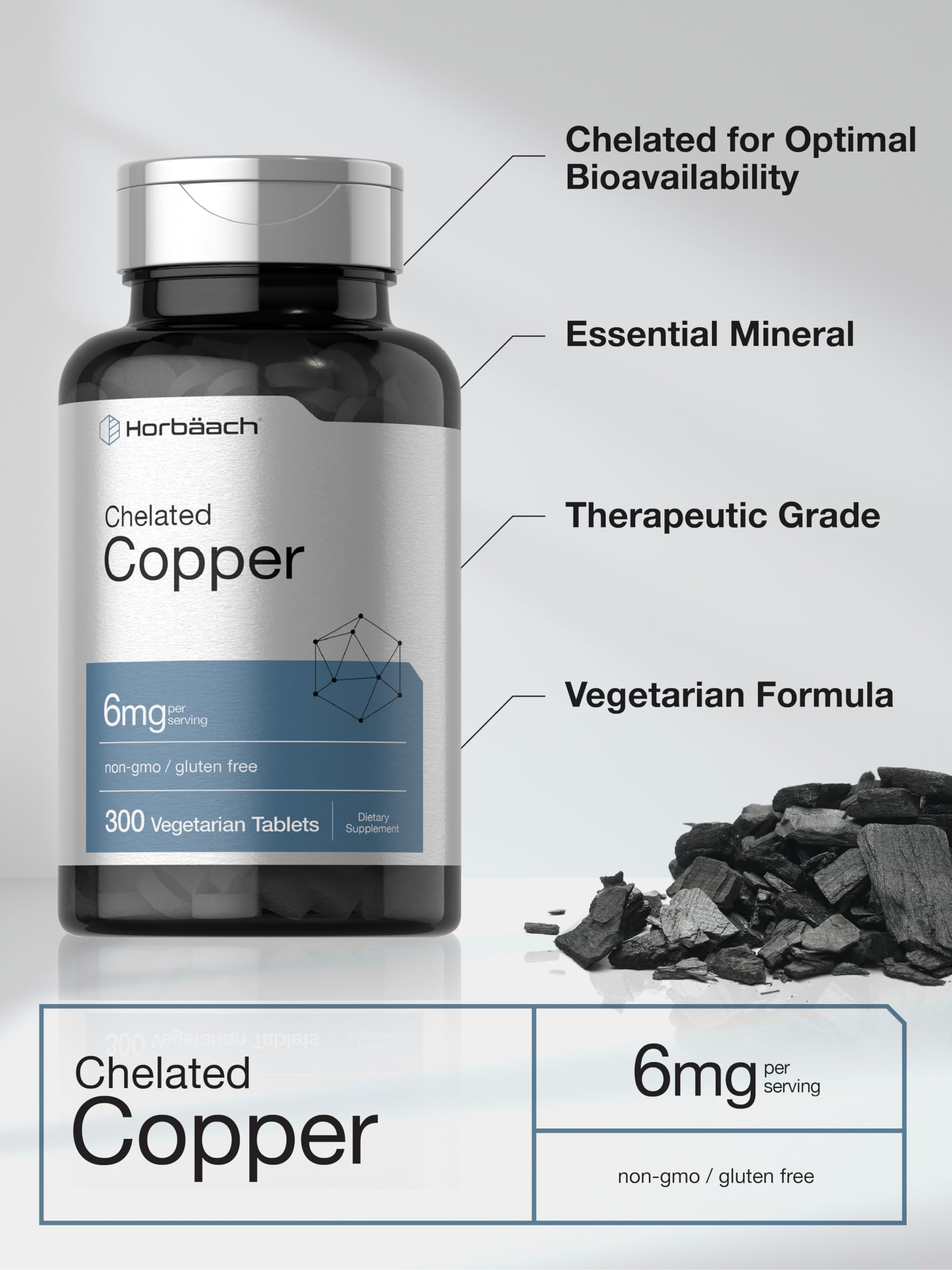 Foto 3 | Suplemento Horbäach de Cobre Quelado 6 Mg 300 Comprimidos - Venta Internacional