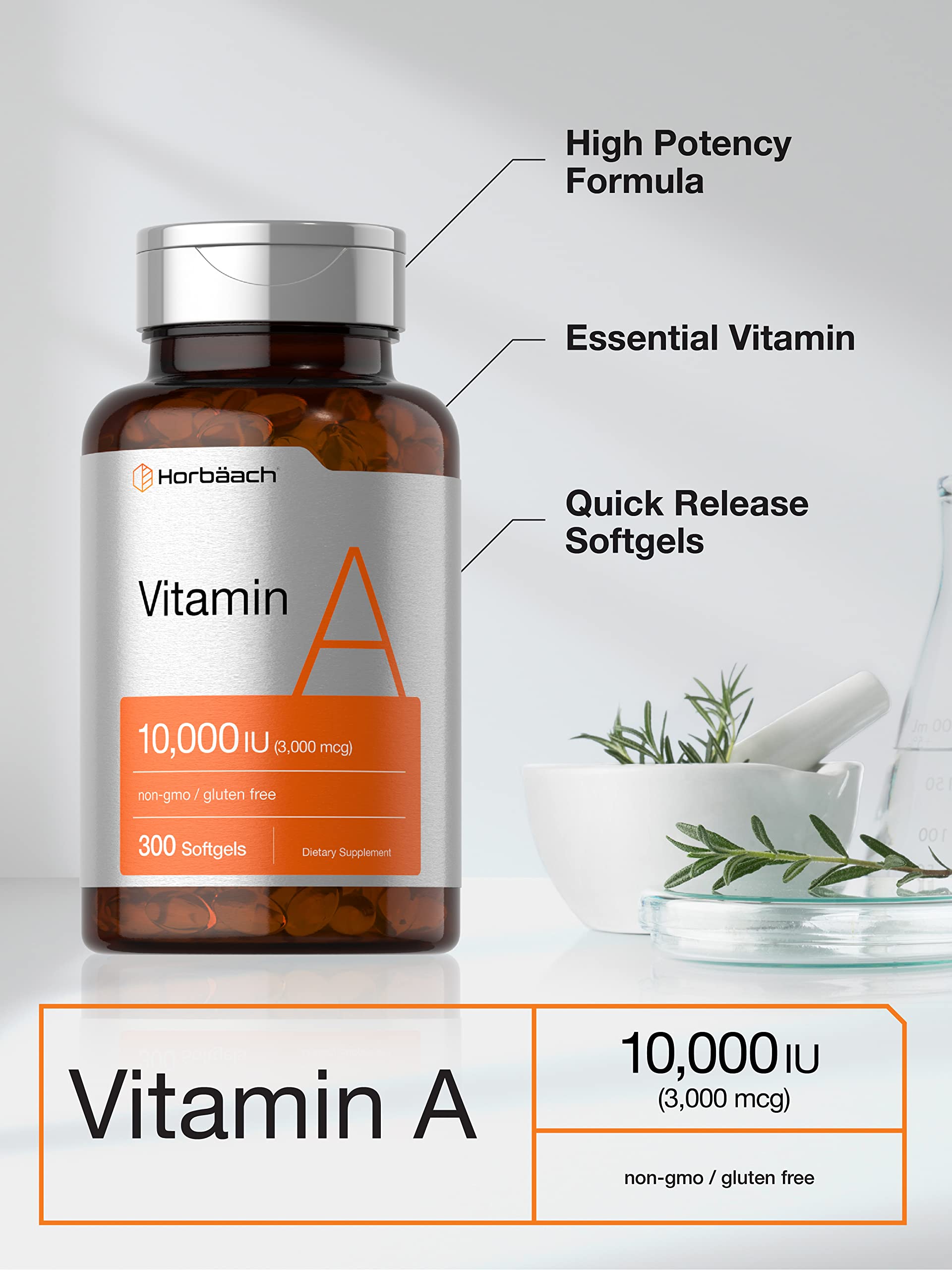 Foto 4 pulgar | Suplemento Horbach de Vitamina A1000 Ui Cápsulas Blandas 300 Unidades - Venta Internacional