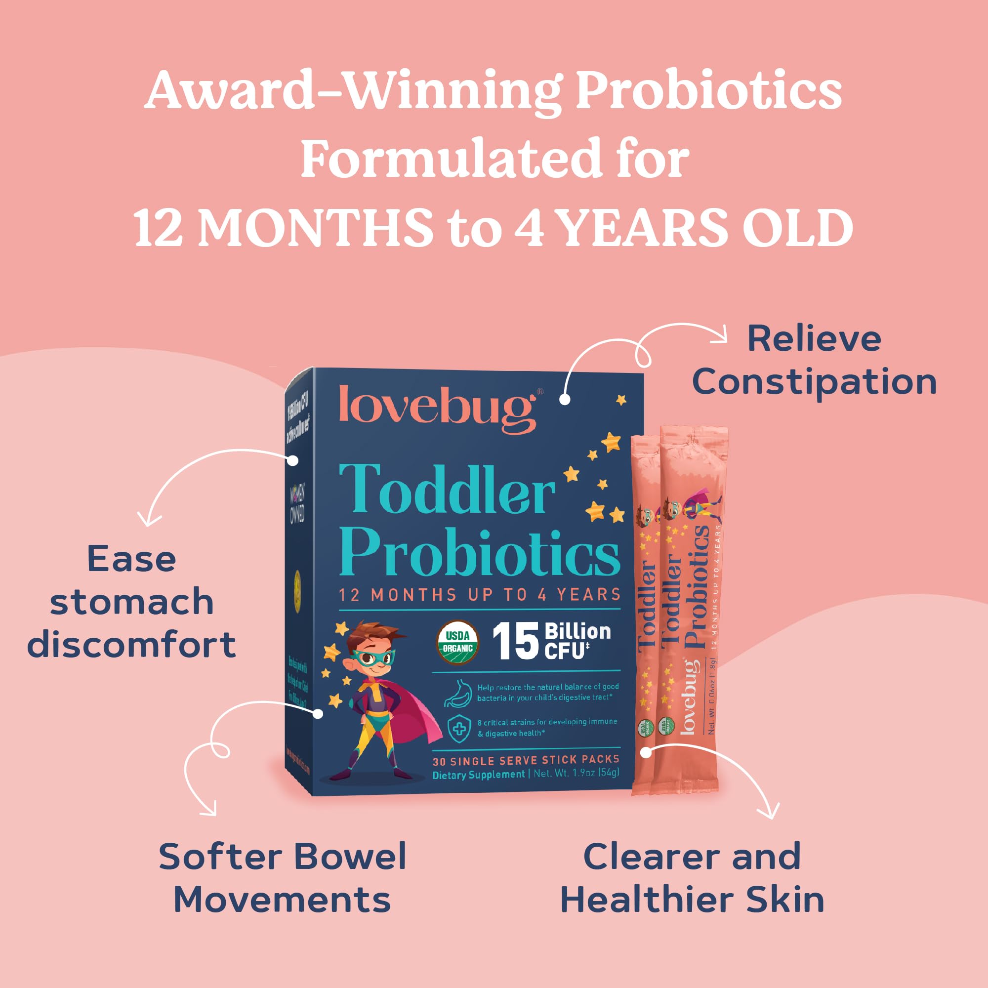 Foto 7 pulgar | Probióticos Lovebug para Niños de 12 Meses a 4 Años - 2 Cajas con 30 Piezas C/U - Venta Internacional