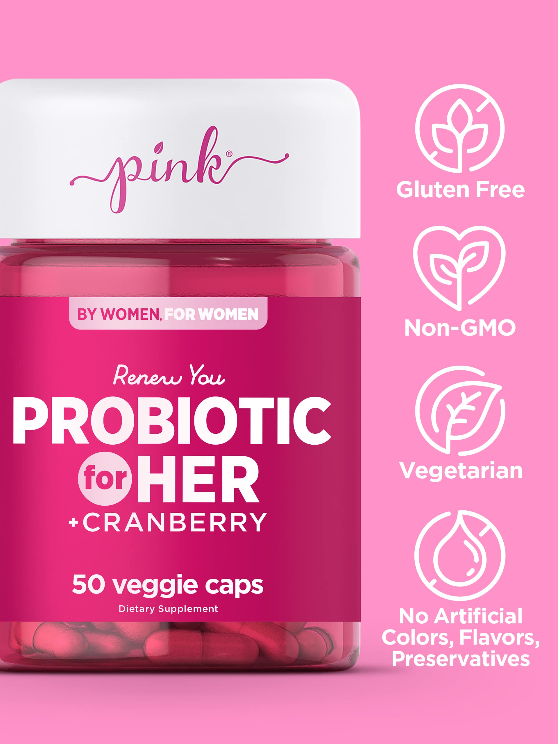 Foto 5 pulgar | Suplemento Pink Probiotics para La Salud Digestiva de la Mujer 50 Cápsulas - Venta Internacional