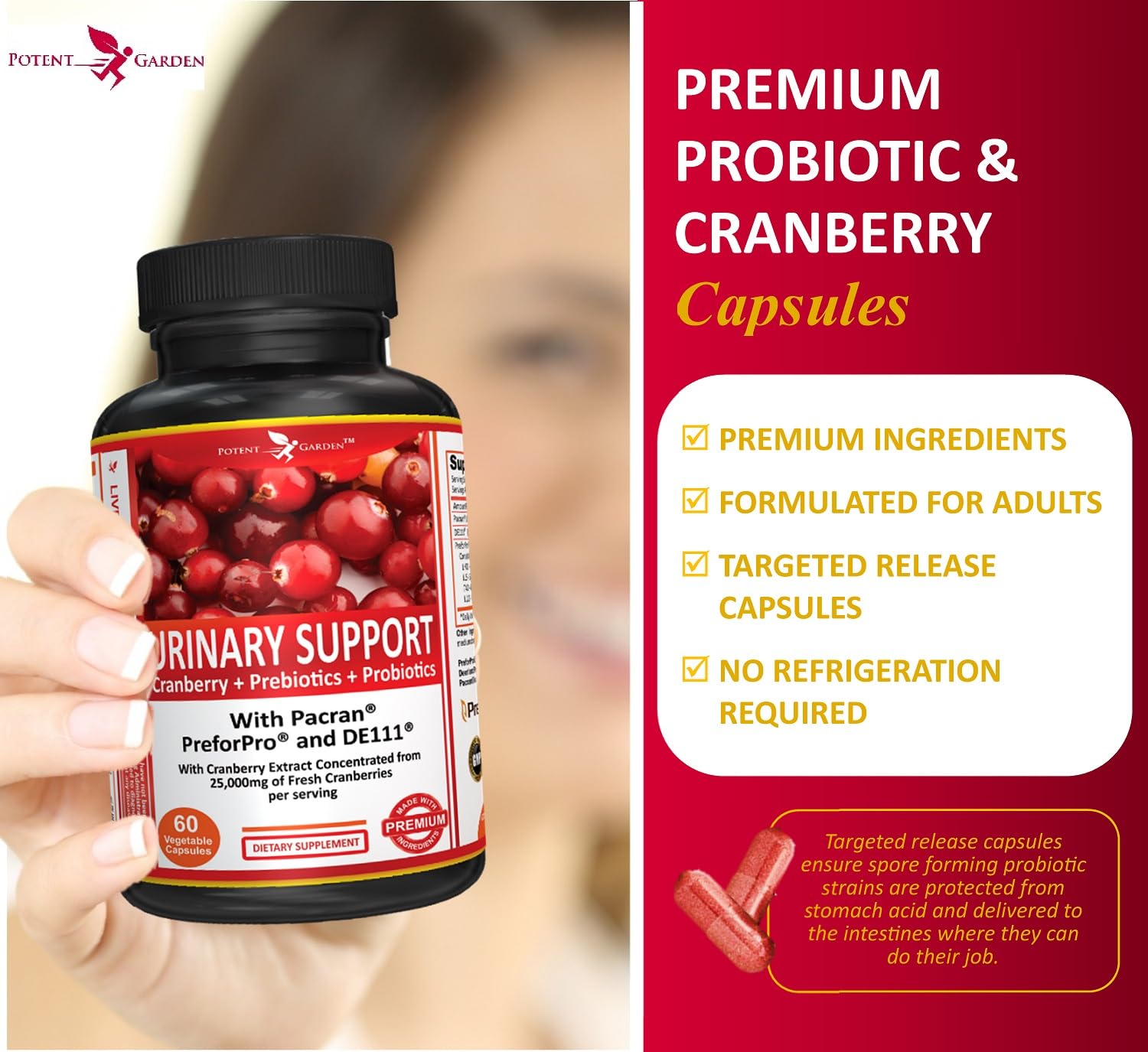 Foto 5 pulgar | Suplemento Potent Garden Urinary Support Women 60 Cápsulas - Venta Internacional