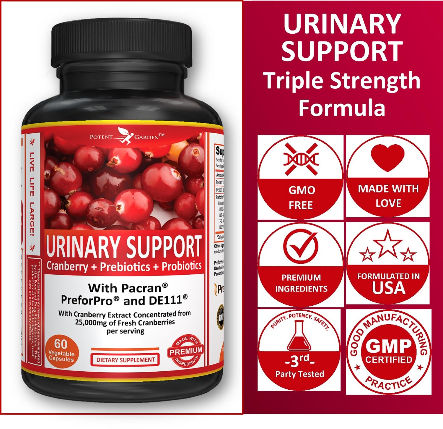 Foto 7 pulgar | Suplemento Potent Garden Urinary Support Women 60 Cápsulas - Venta Internacional
